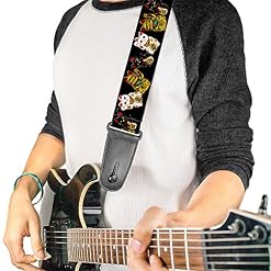 Buckle-down Sangle de guitare 34-60″ Maneki Neko Lucky Cats Gold/Black/White - Les Beatles, Paul McCartney, John Lennon, RIngo Starr, George Harrison Buckle-down Sangle de guitare 34-60" Maneki Neko Lucky Cats Gold/Black/White – Image 2