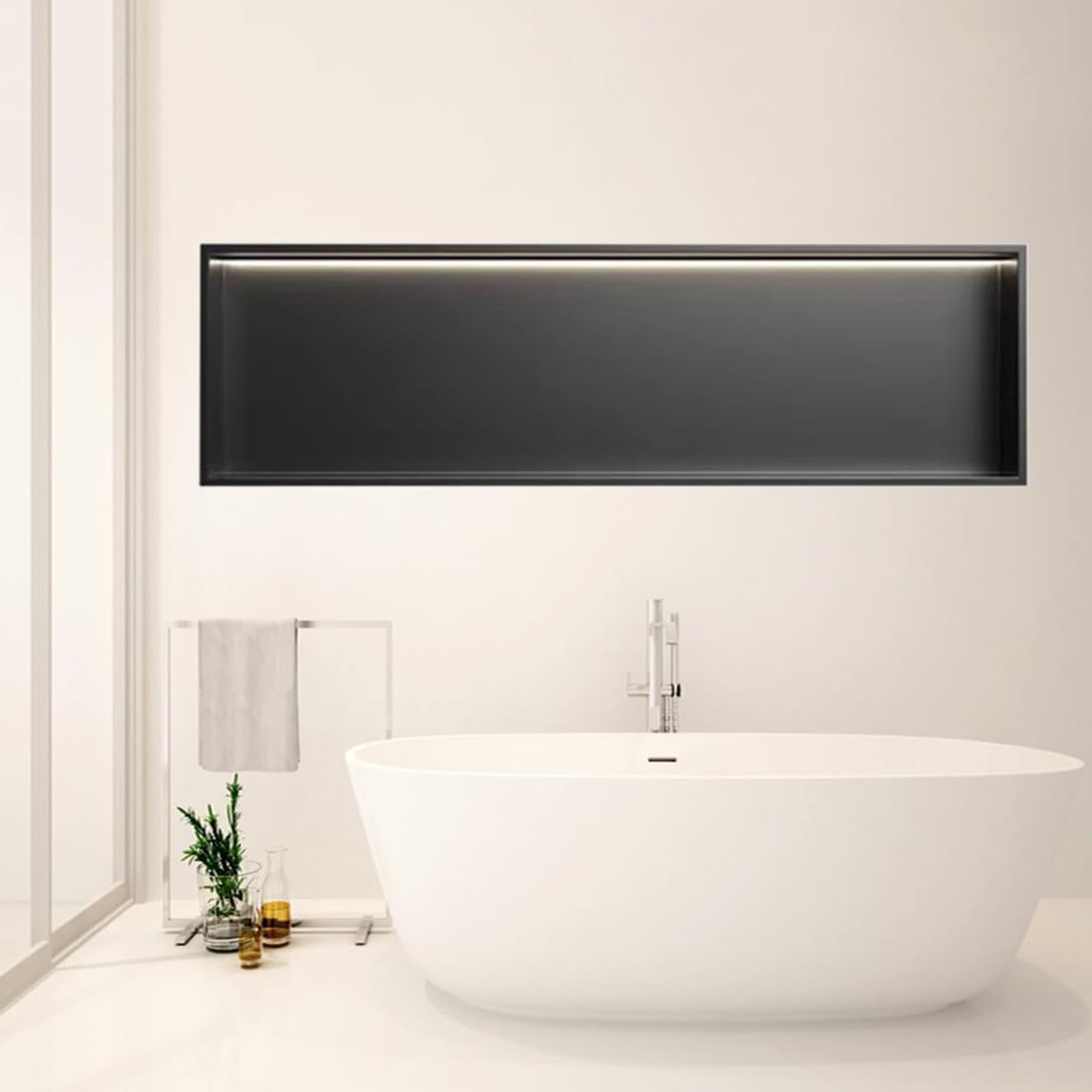 Niche de douche murale inox étagère rangement encastrable lumineuse LED salle de bain