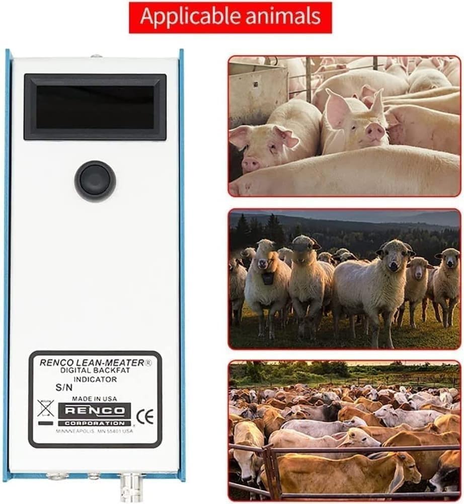 Medidor de grasa de espalda de cerdo, medidor de espesor de grasa de espalda de ganado, detector de criterio con tres luces indicadoras, rango de medición de 4-45 mm, detector