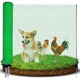 Temporary Fence for Dogs Outdoor: Plastic Fencing Garden Fence Barrier Portable Snow Fences Roll Mesh Poultry Netting with Steel Post - Chicken Fence for Backyard Deer Animal Safety Protect (Green)