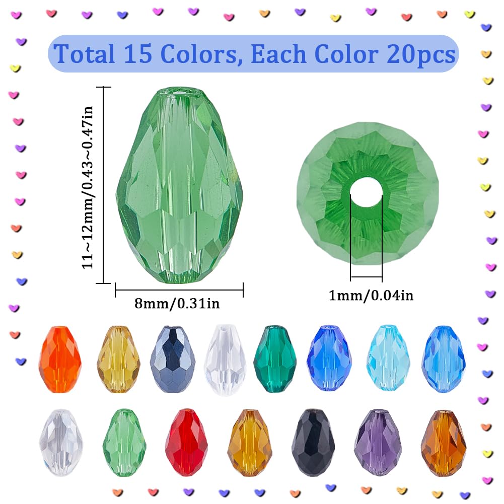 95 Pz/lotto 6X12mm Perline Di Cristallo Goccioline Di Vetro