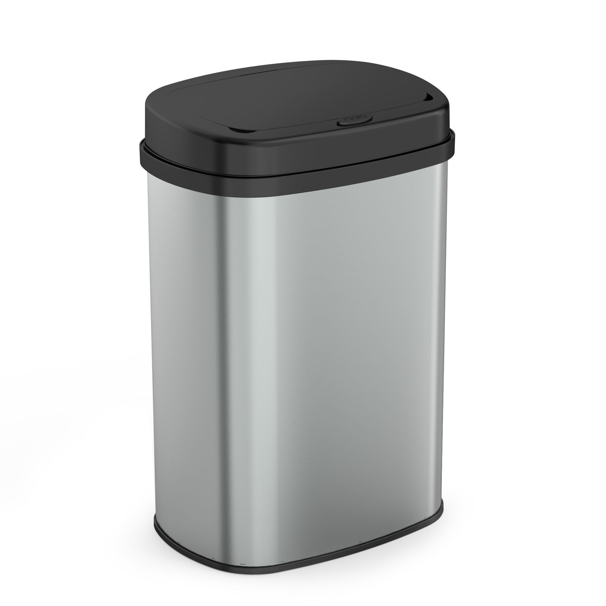 Bayt Pattumiera da 60 l touch, bidone per rifiuti in metallo, grande cestino moderno per cucina e ufficio senza secchio interno - argento