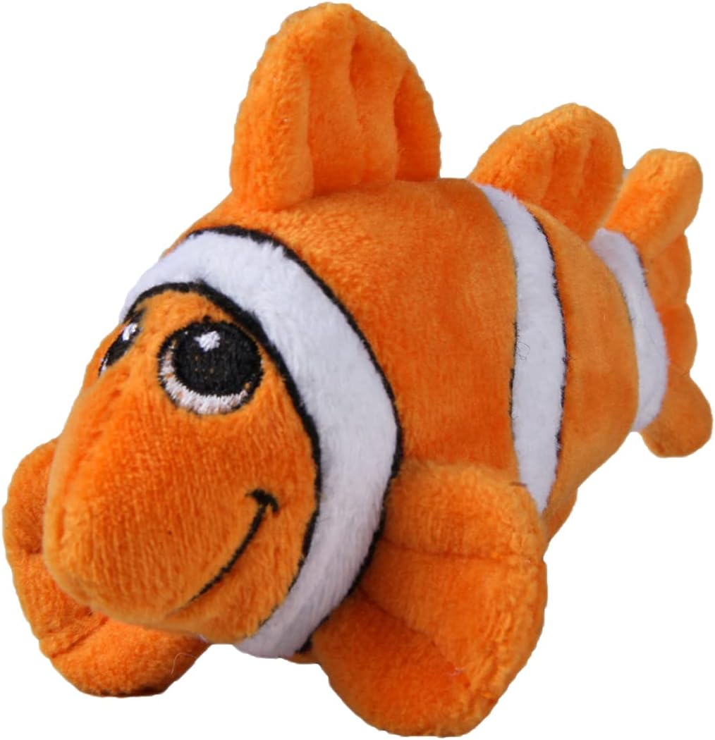 SmartPetLove Tender-Tuffs Tiny - Tough Plush Dog Toys for Puppies and Small Breeds - Stuffed Orange Clownfish with Puncture Resistant Squeaker