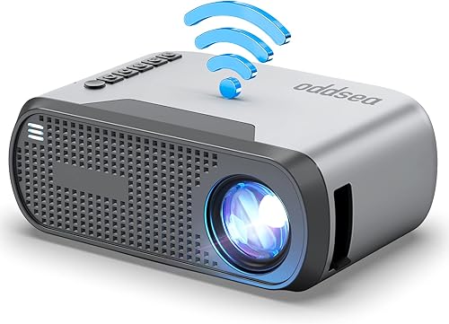 Oddsea Mini proyector con WiFi, proyector portátil para cine en casa, proyector de película compatible con 1080P para uso al aire libre, compatible