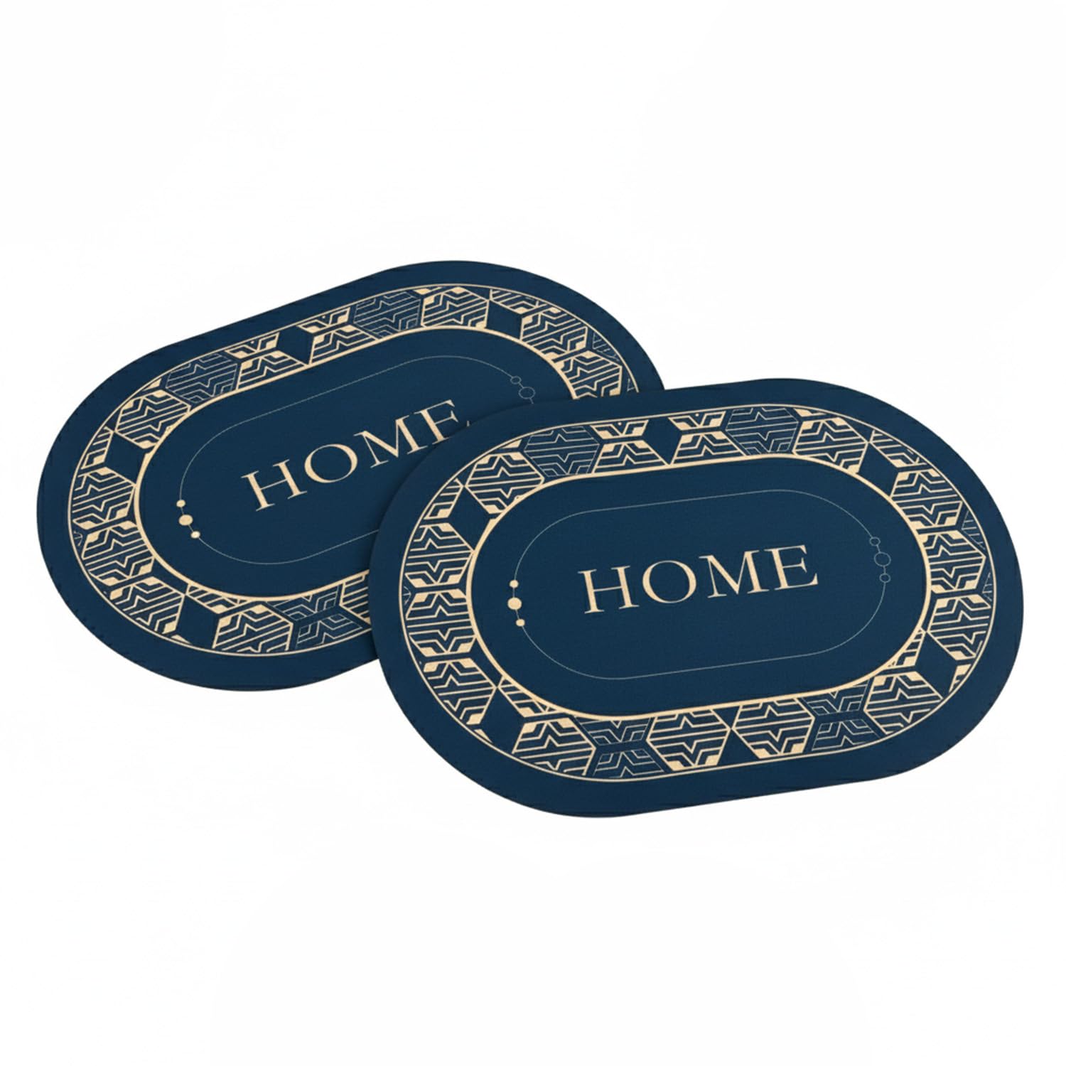 HomeStrap Oval Anti-Slip Floor Mat for Bathroom, Kitchen, Entryway & Home | Water Absorbent & Anti Skid Doormat for Wet Floors, Shower Area, Door & Washroom | Quick Dry Rubber Mat – Blue (Set of 2)-image-10
