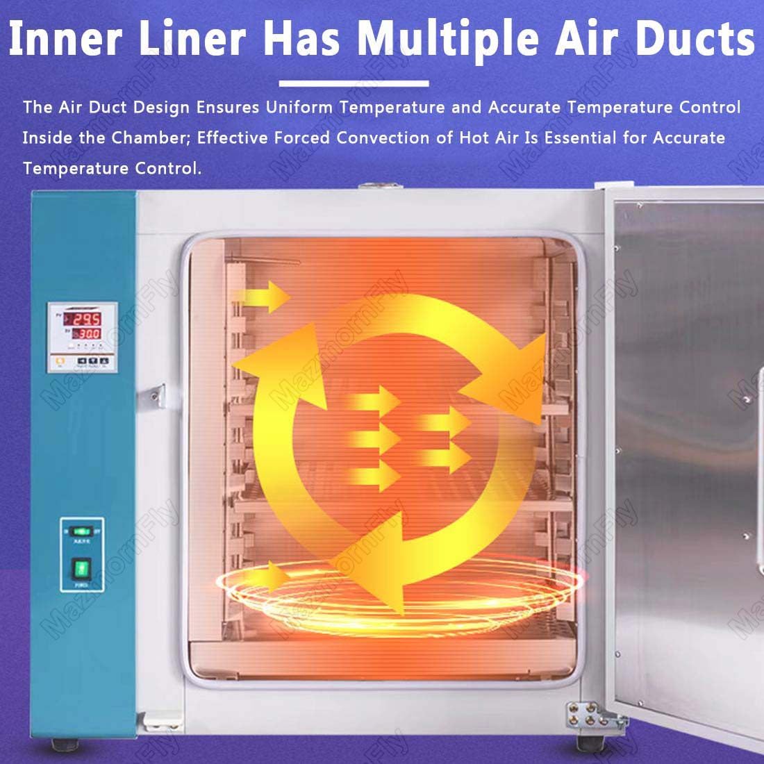 Horno de secado industrial de laboratorio de 20 l, 500 W/800 W, horno digital de convección de aire forzado para calefacción, laboratorio, uso industrial