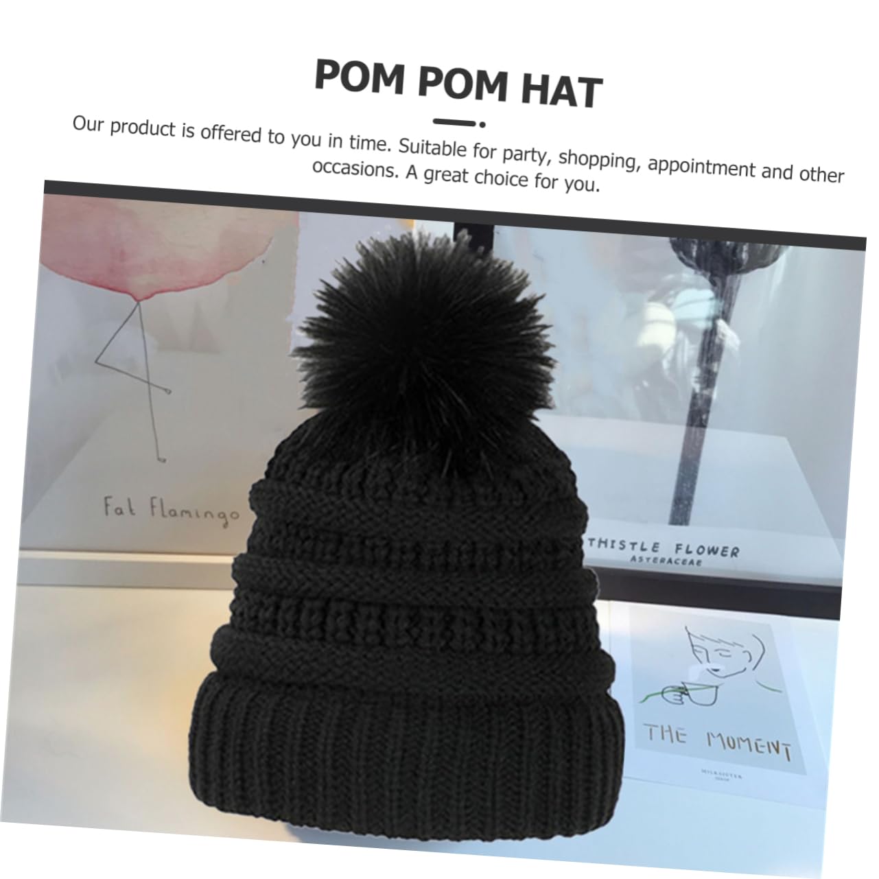 Gorro Cálido de Punto Peluca de Pelo Ondulado y Largo Talla Única Ajustable para Mujer Peluca de Cosplay para Invierno Gorro Desmontable Negro