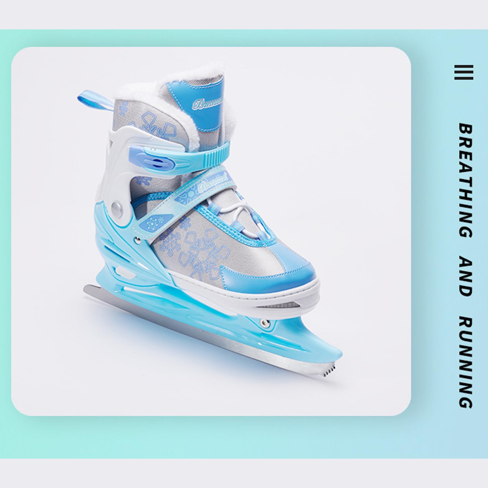 Patins à glace réglables pour femme homme,Chaussures de patinage sur glace avec chaussures de patinage en acier inoxydable système de laçage rapide et boucle push-lock 4 tailles réglables