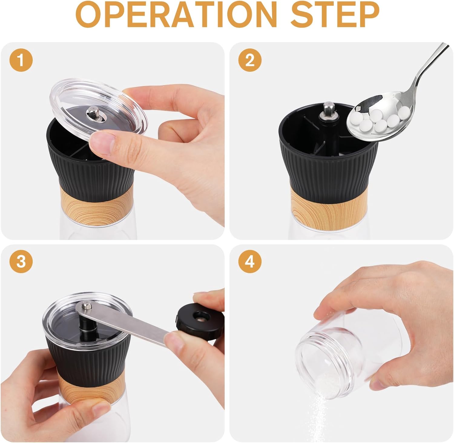 Small Pill Crusher, Grinder to Fine Powder for Elderly, Crushes Multiple Pills, Small and Large Tablets,Great for Feeding Tube, Pets, with Pill Organizer Dispenser, Ideal for Travel