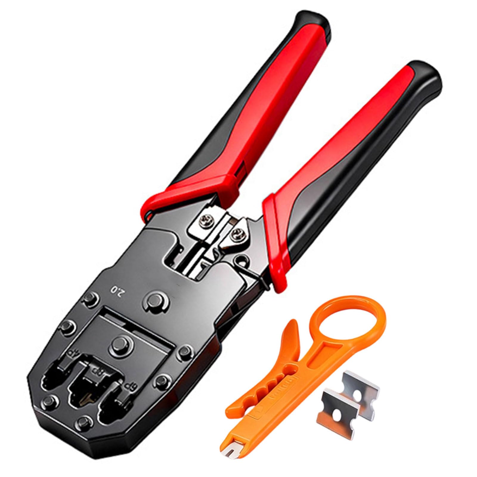 Piceioep Two Colors Rj45 Crimp Tool, Ethernet Crimping Tool Crimper Ethernet Crimper For Cat5 Cat6 Cables With Ergonomic Handle