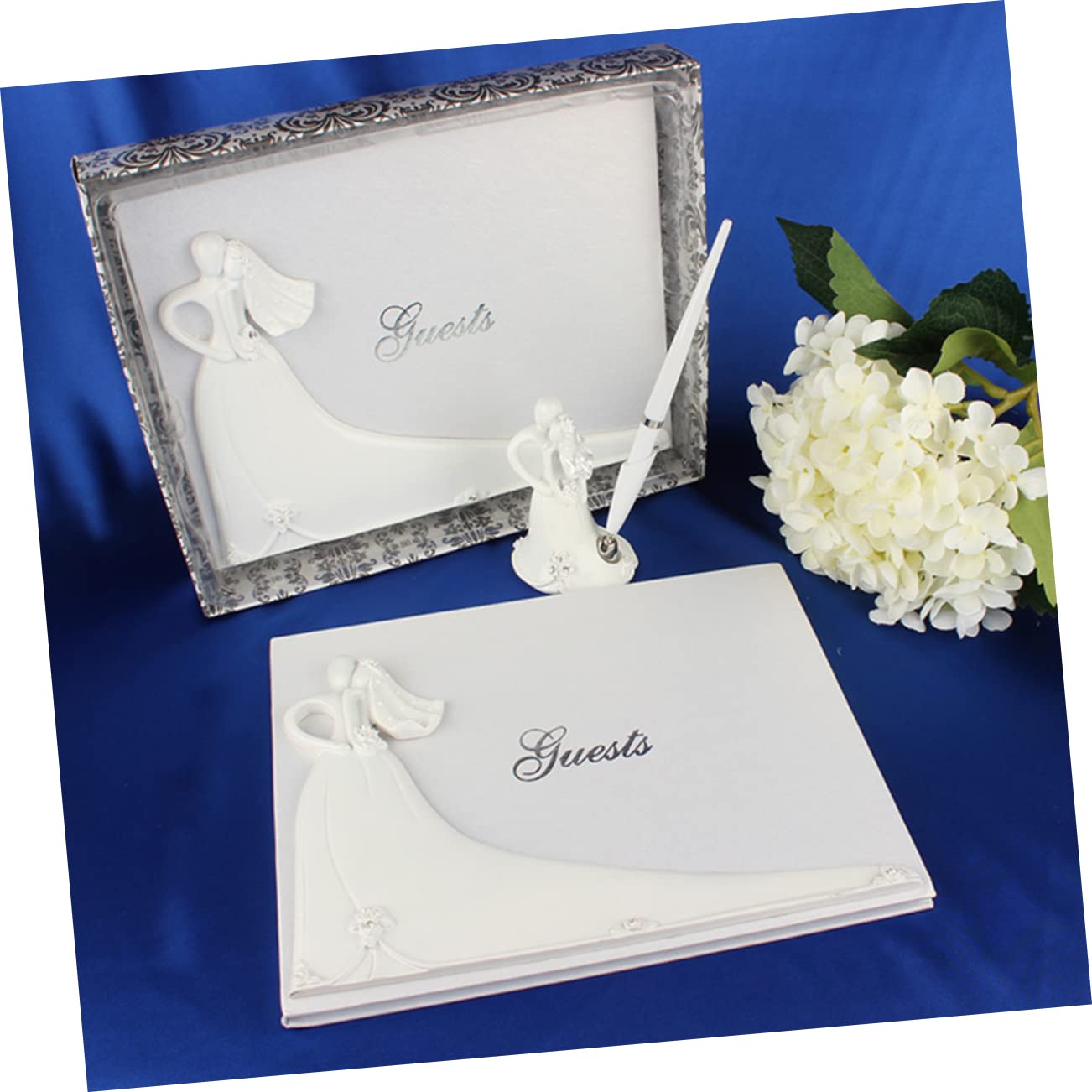 PRETYZOOM Vintage Gästebuch für Hochzeit aus Papier in Weiß Romantisches Hochzeitsbuch als Besonderes Geschenk zur Verlobungs und Jubiläumsfeier
