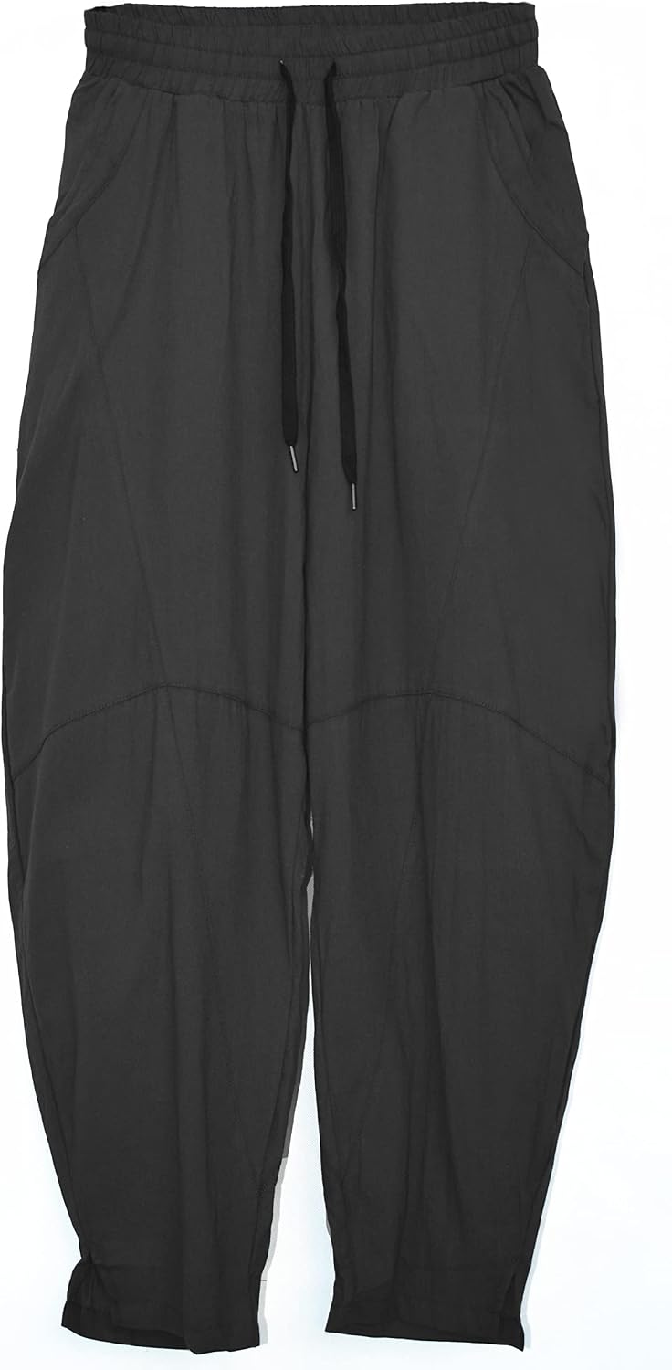 AITFINEISM Mens Cotton Linen Pants Elastic Drawstring Waist Lightweight Summer Beach Pants