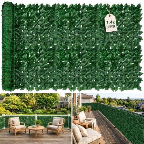 Artificial Ivy Privacy Fence Screen 120x40 inch Dense Leaf Green Ivy Wall Panel Super Privacy Greenery Backdrop Faux Ivy Greenery for Patio Balcony Garden Backyard Indoor Outdoor Decor