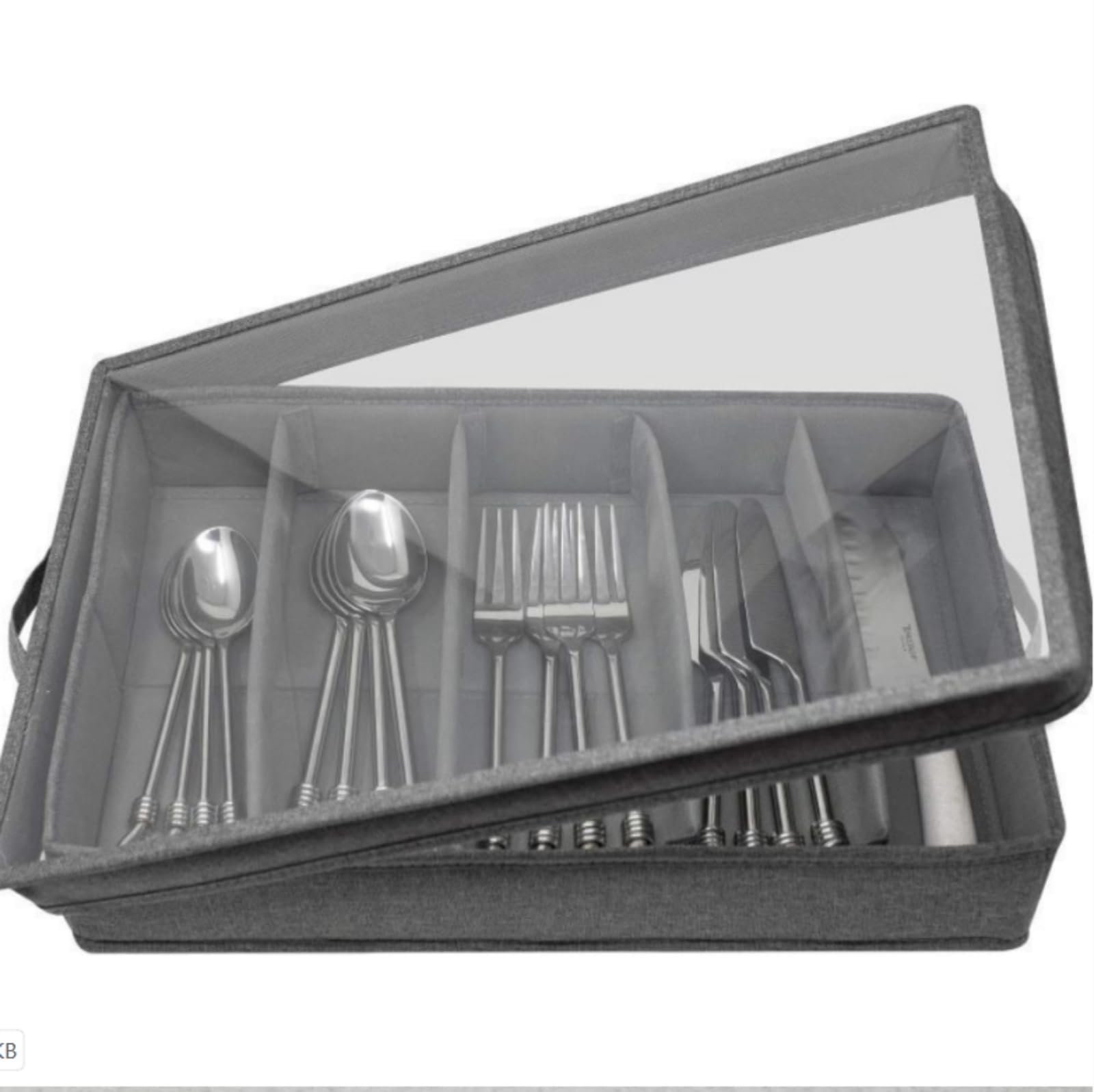 Générique Boîte de rangement pour couverts, organiseur de tiroir, étui à couverts avec 4 séparateurs ajustables, couvercle amovible, organisateur de tiroir de cuisine et rangement pour déchets.