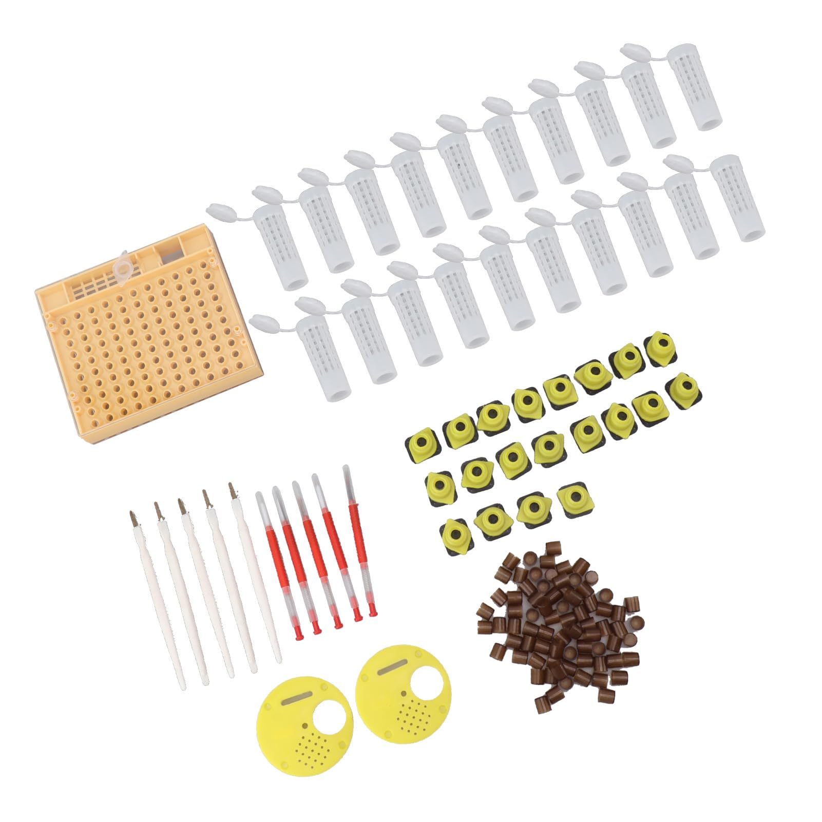 Tissting Kit d'élevage de Reines Abeilles, système de Reproduction avec 110 cellules en Plastique, Outils de greffage, Cadre de Ruche, pour apiculteurs