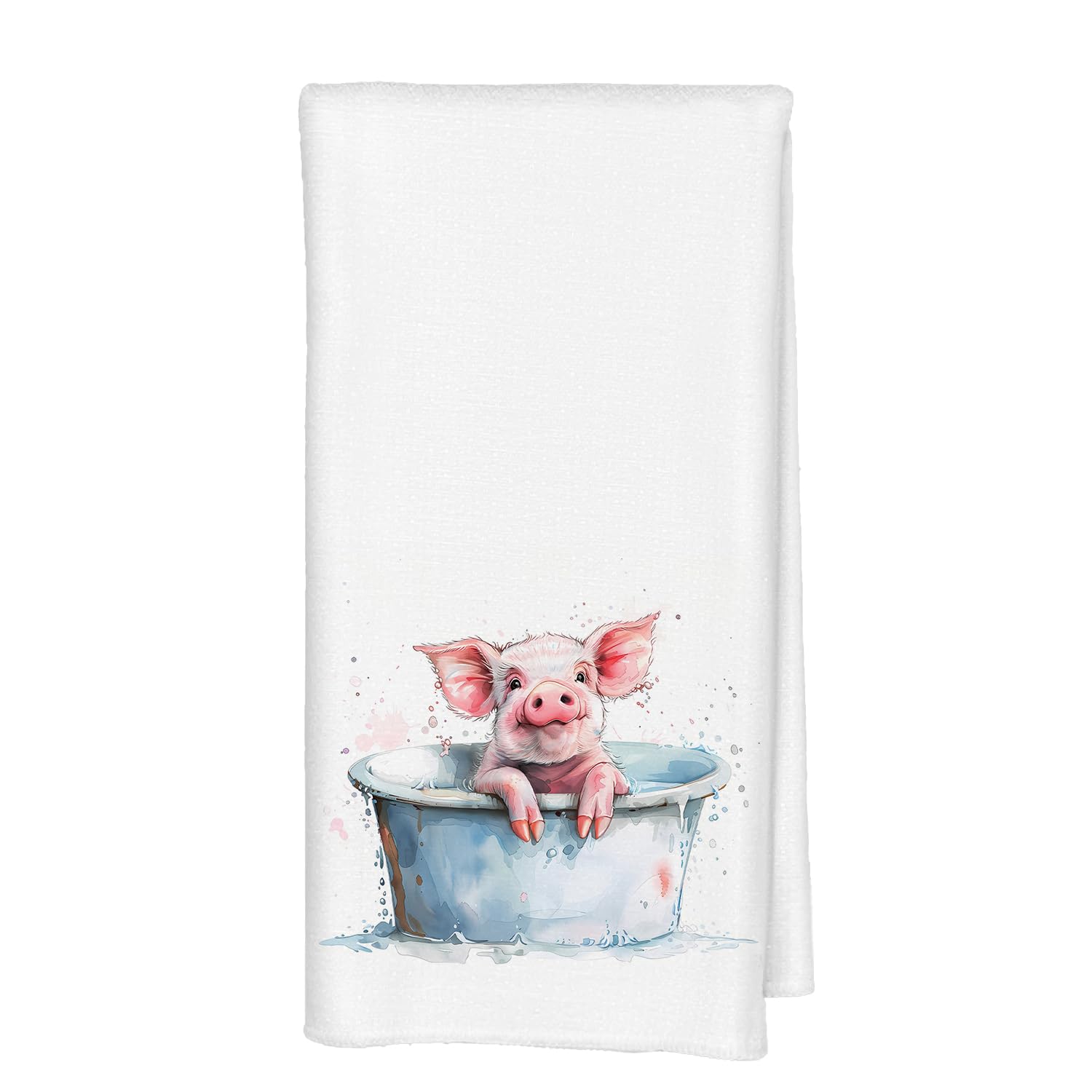 Qabliqo Cute Bathing Pig Bathroom Hand Towels, Gifts for Pig Lovers Women Decorative Hand Towels for Bathroom Washroom, Funny Animal Kitchen Towels, 16x24 Inch