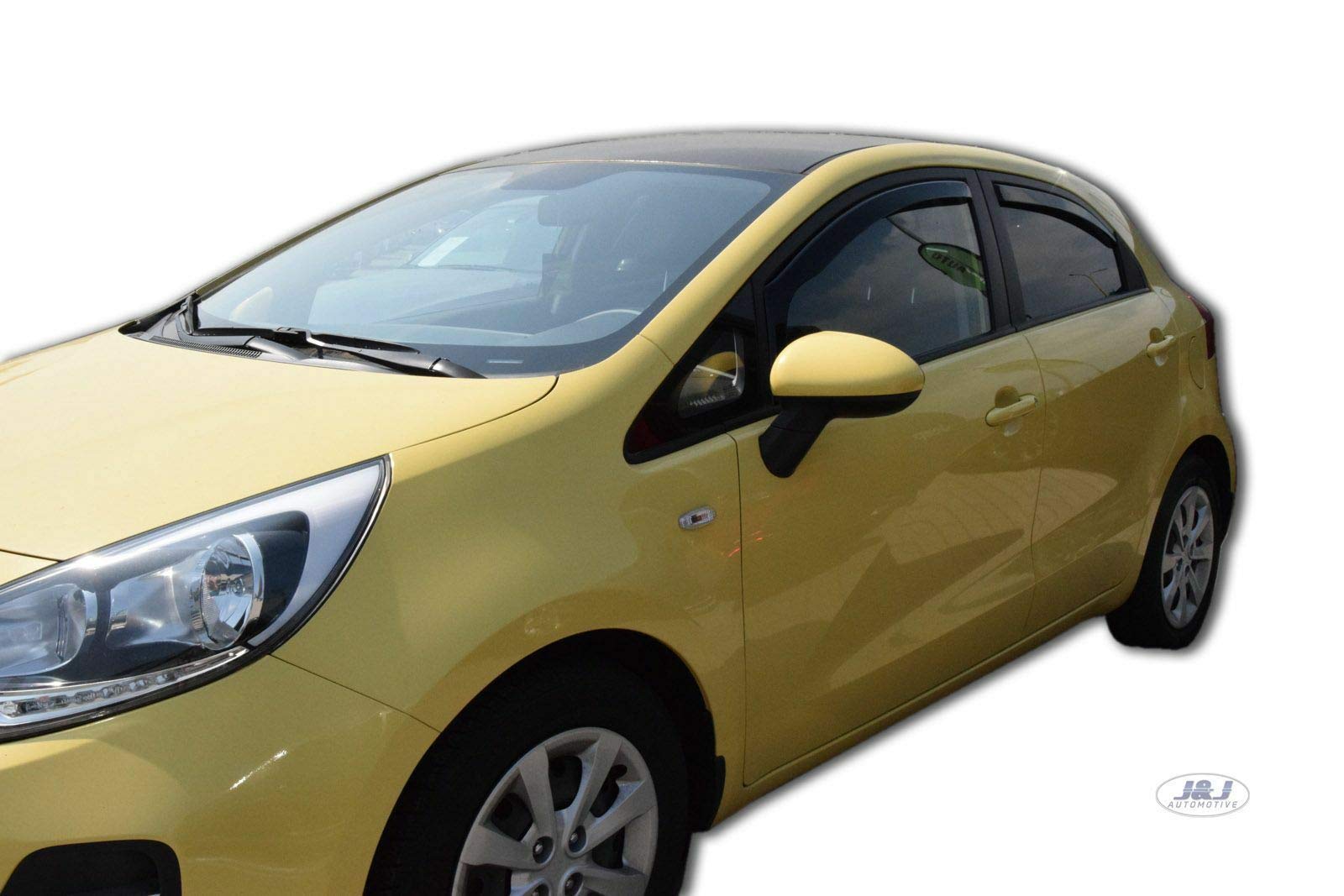 J&J AUTOMOTIVE Deflettori d'Aria per Kia Rio 5-Porte Berlina 2011-2017, Set da 4 Pezzi, Nero Fumé Oscurato Heko