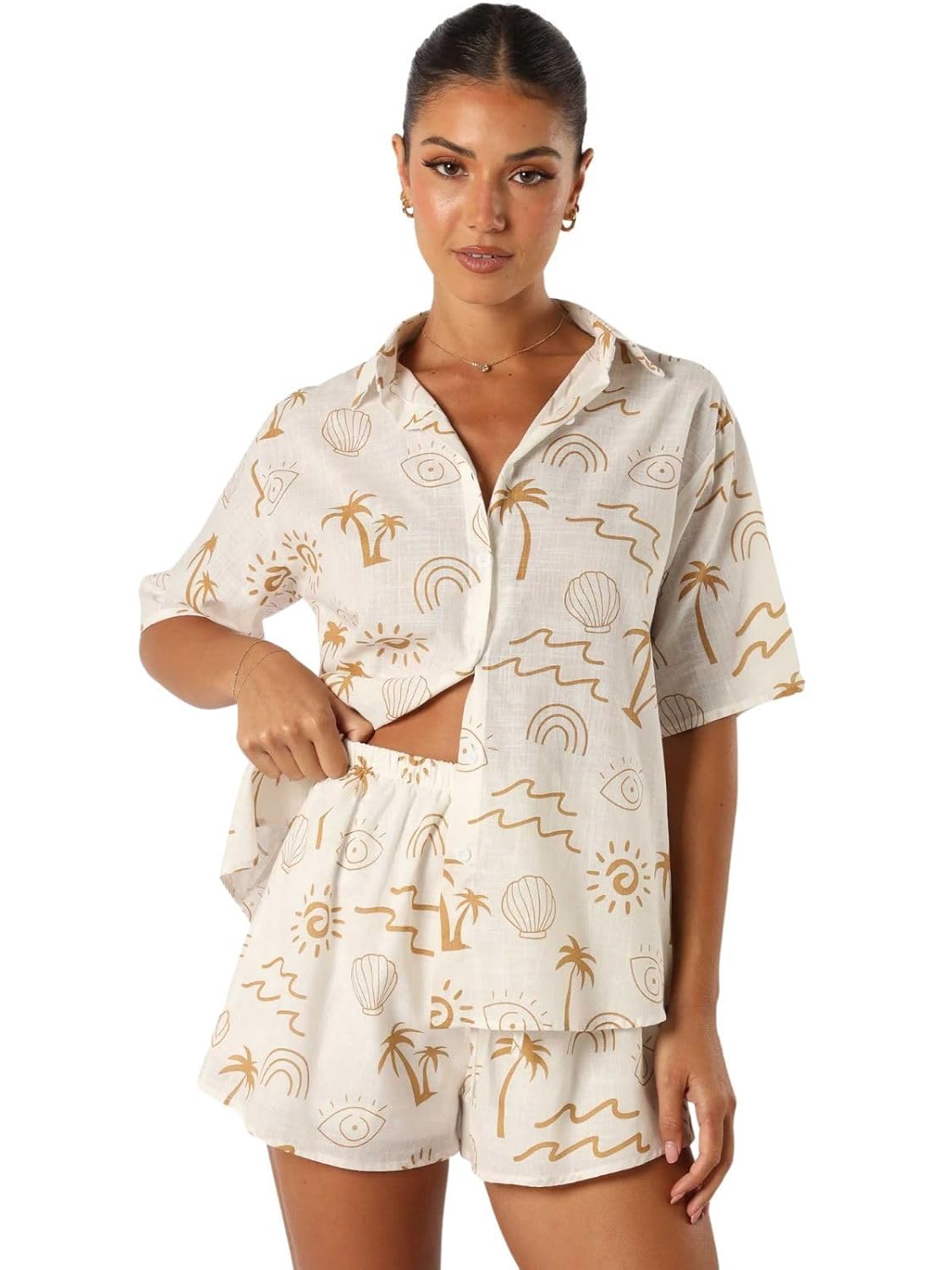 Leriya Fashion Women Rayon Printed Stylish Co-Ord Set Trendy Korean Summer Travel Outfit | Pajama Set For Beach & Holiday Look Leriya Fashion Women Rayon Printed Stylish Co-Ord Set Trendy Korean Summer Travel Outfit | Pajama Set For Beach & Holiday Look