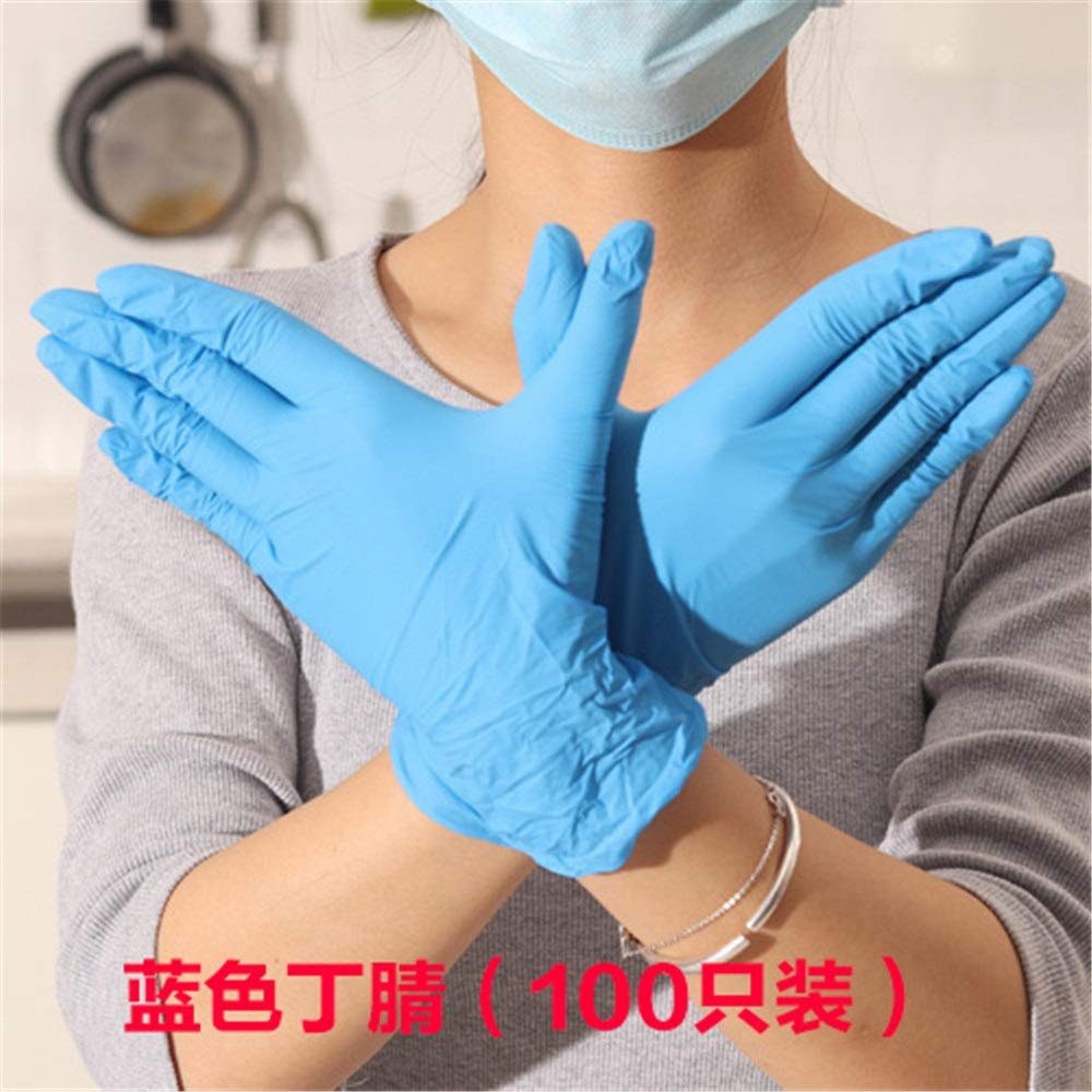 LYJCS Disposable latex gloves thickened 9-inch inspection gloves experiment disposable nitrile gloves rubber anti-acid corrosion (Color : B, Size : S)