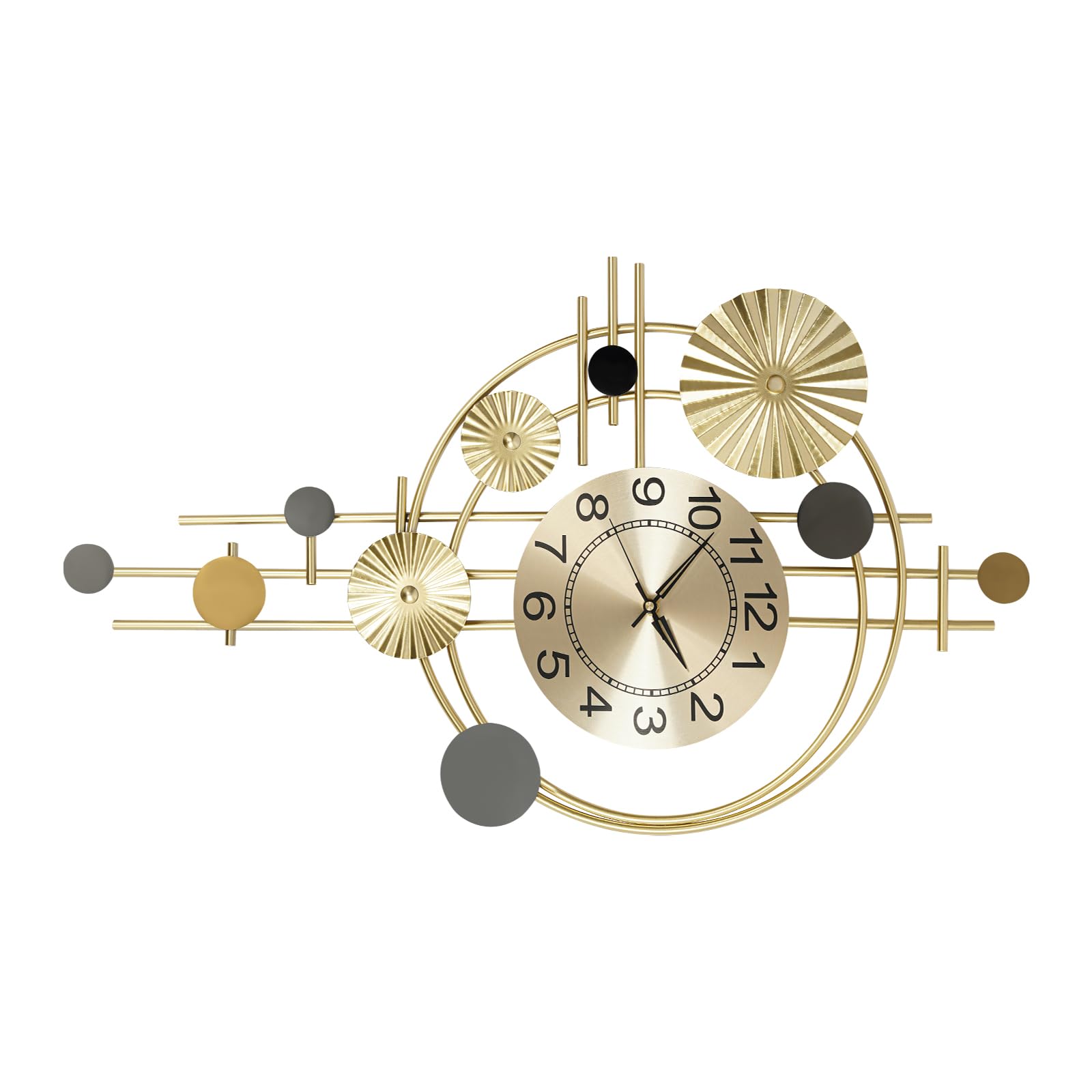 Reloj de pared grande moderno, 45 x 78 cm, creativo, relojes de pared decorativos, redondo, metal, silencioso, para salón, cocina, dormitorio, dorado