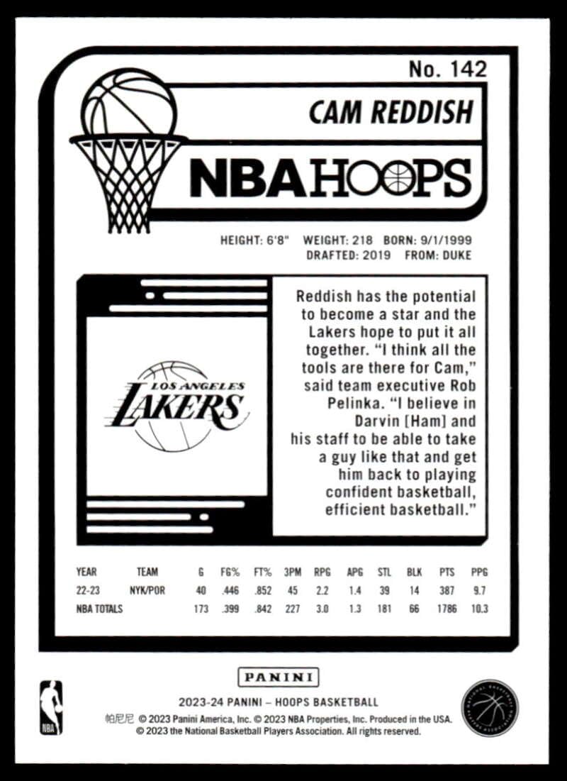 Amazon.com: 2023-24 Hoops #142 Cam Reddish Los Angeles Lakers NBA