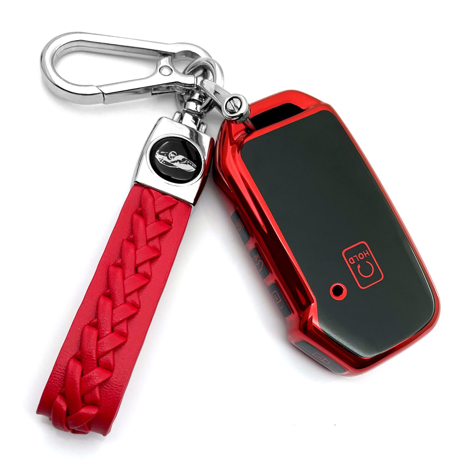Photo 1 of **MISSING KEYCHAIN** Creativity Suitable for Kia key cover. Beautiful TPU Key Case Compatible with Seltos Soul Telluride Sorento NIRO K5 Cerato Sportage Forte Ceed 4/5 Buttons Smart Remote Key (Red Combination)