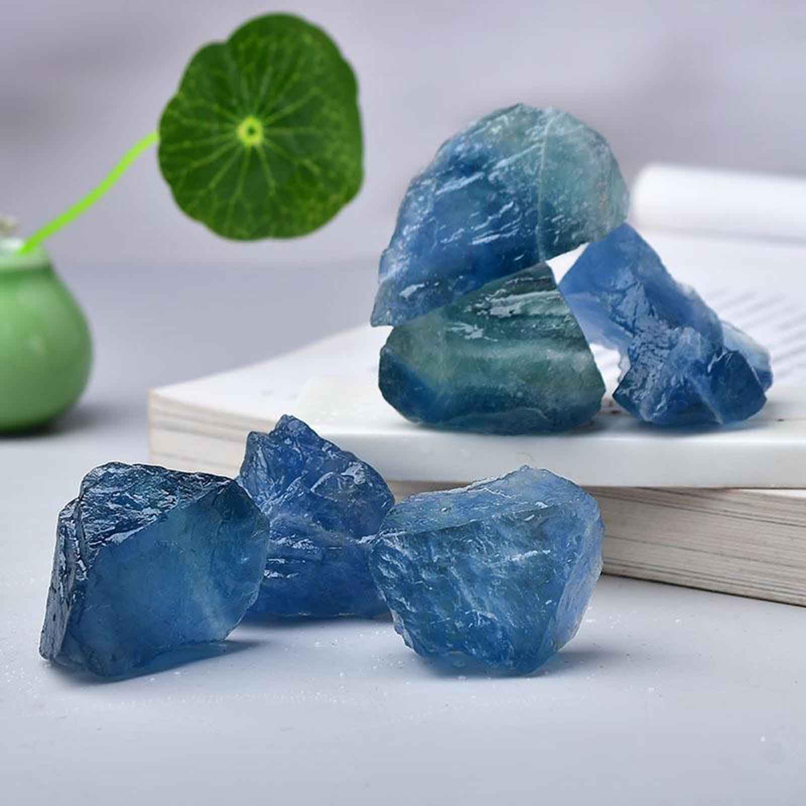 2LB/1000G Blue Fluoryt surowe kryształy, naturalne szorstkie leczenie surowe kamienie do fontanny, dekoracje domowe medytacja równoważenie energii WICCA,1.2~2in/2.2lb