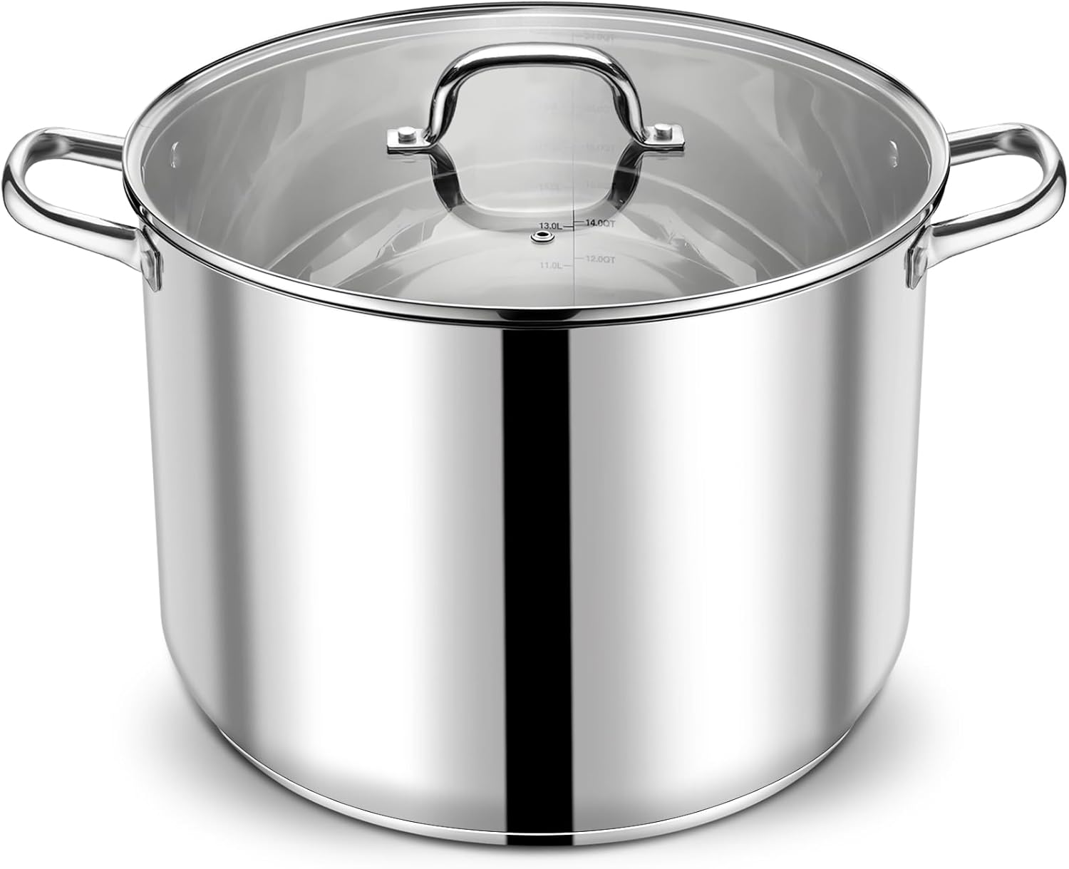 P&P CHEF 24 QT Stock Pot with Lid, Stainless Steel Large Cooking Pot, Soup Canning Stockpot for Stewing Simmering, Tri-ply Bottom for All Stoves, Heavy-Duty &Dishwasher Safe & Food-Grade 24 Quarts