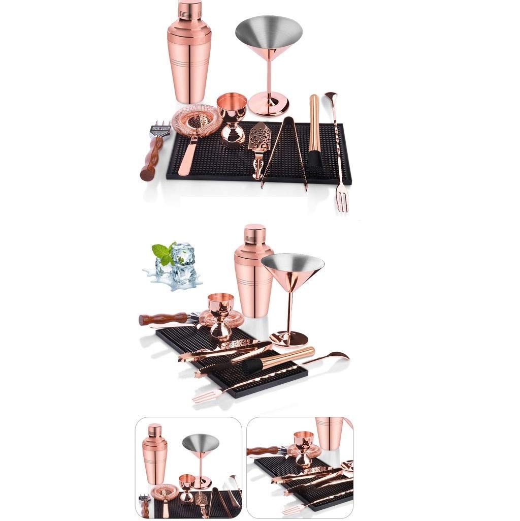 Kit Cocteleria Herramientas de cóctel coctelera Conjunto I Bar, 9 Piezas for Bar Kit - Set colador, Jigger, Cóctel Muddler y la Cuchara, Cocktail Shaker Set Profesional Coctelera para Cócteles
