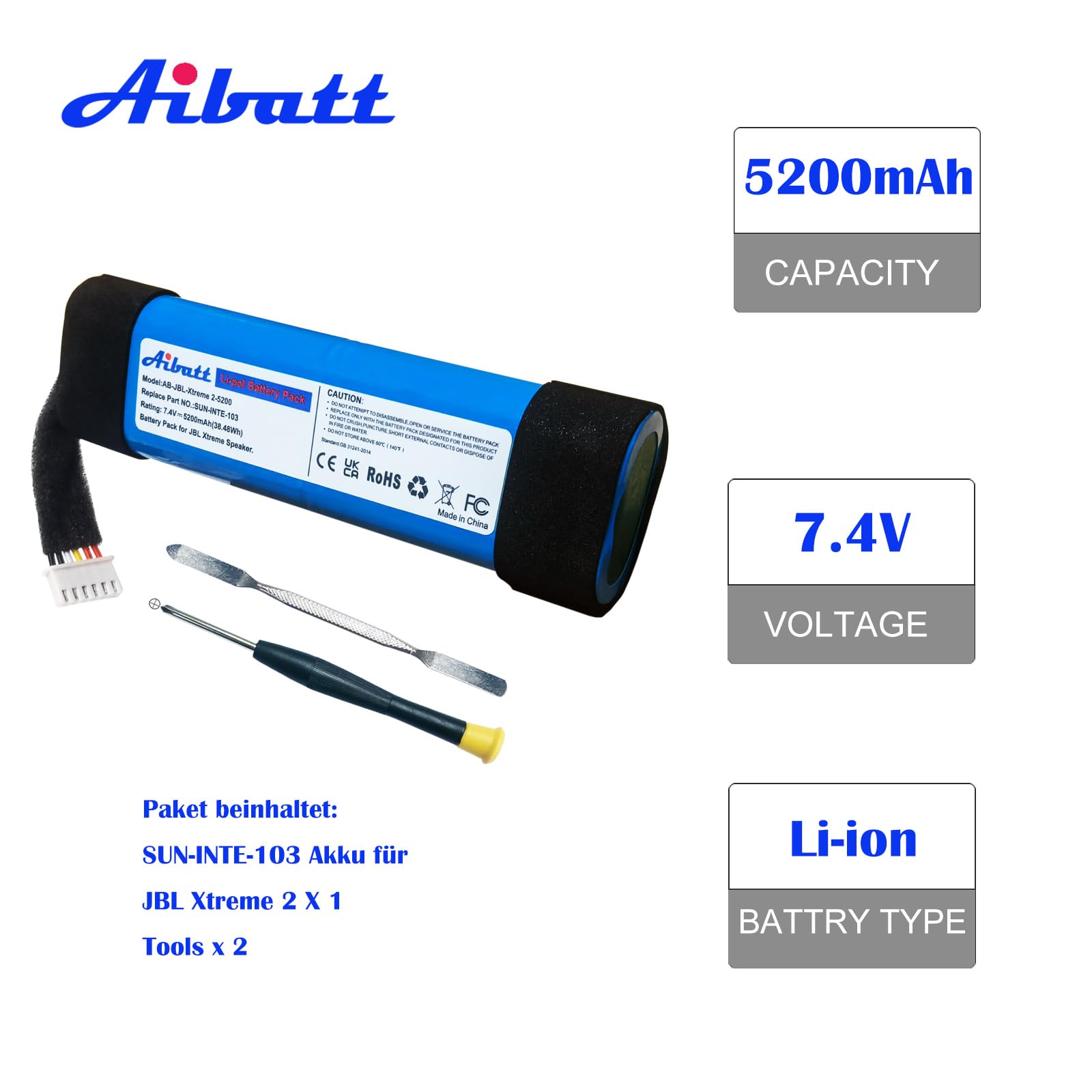 Batterie Remplacement 5200mAh Laikoutd Pour Haut-parleur Xtreme2 – Plus D’Autonomie, Charge Rapide Lithium-Ion