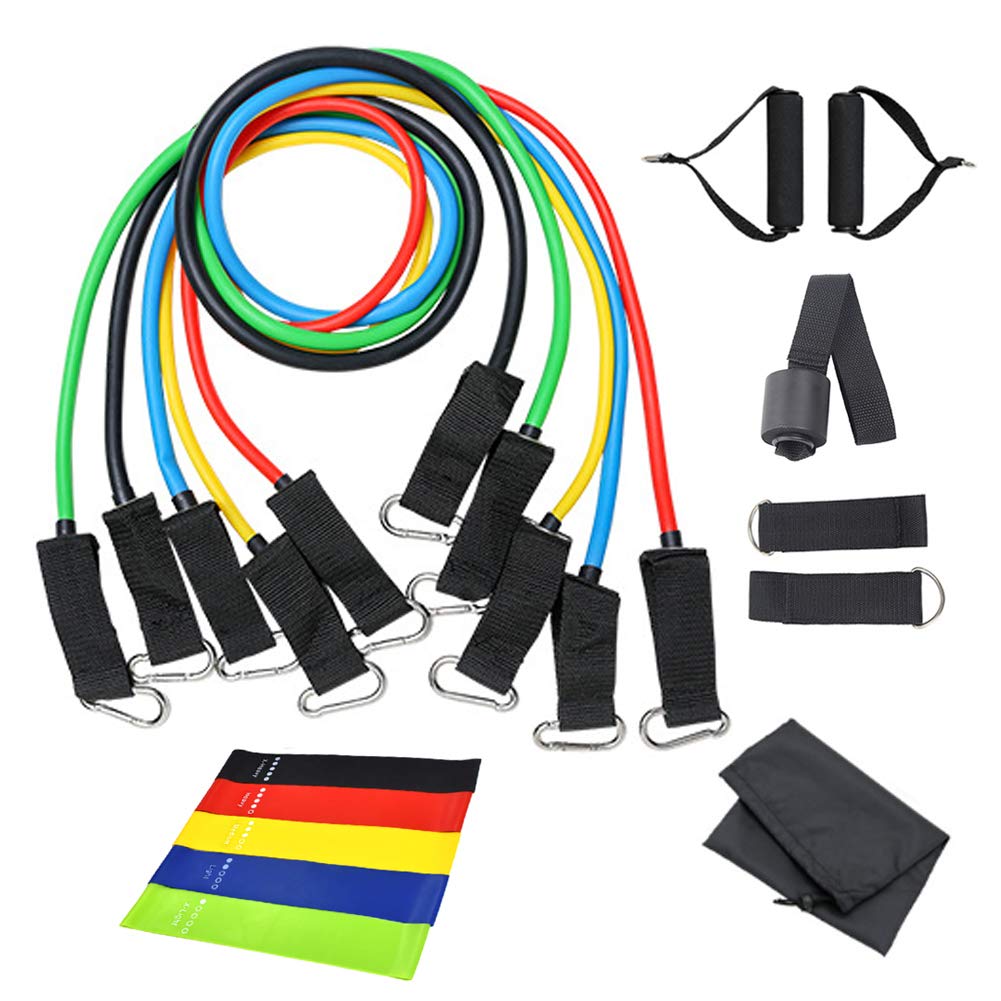 ZikudFu 16PCS Resistance Bands Set for Legs and Glutes Exercise, 5 Different Resistance Levels Fitness Stretch Workout Bands for Pilates Yoga Home Fitness Door Anchor