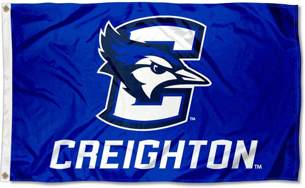 College Flags & Banners Co. Creighton Bluejays Blue and USA 3x5 Flag Set
