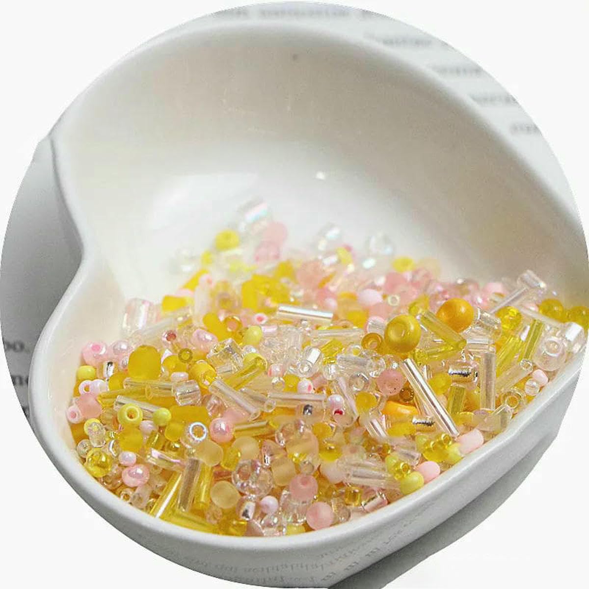 Koraliki szklane, Przekładka, 10/30G ryż mieszany, ręcznie robiona luźna bransoletka DIY naszyjnik okrągły koralik pakiet materiałów(Yellow Powder Series,30 grams)