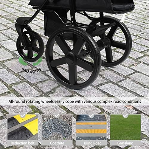 DAWOO Pet Stroller with 3 Wheels, Dog Cat Pushchair, Foldable Three-Wheeled Travel Carrier (Black)