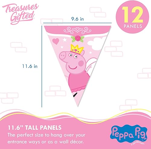Miniatura 2 de Treasures Gifted Pancarta de banderines de Peppa Pig – Decoraciones de cumpleaños con licencia oficial – Paquete de 2, 120 x 12 pulgadas