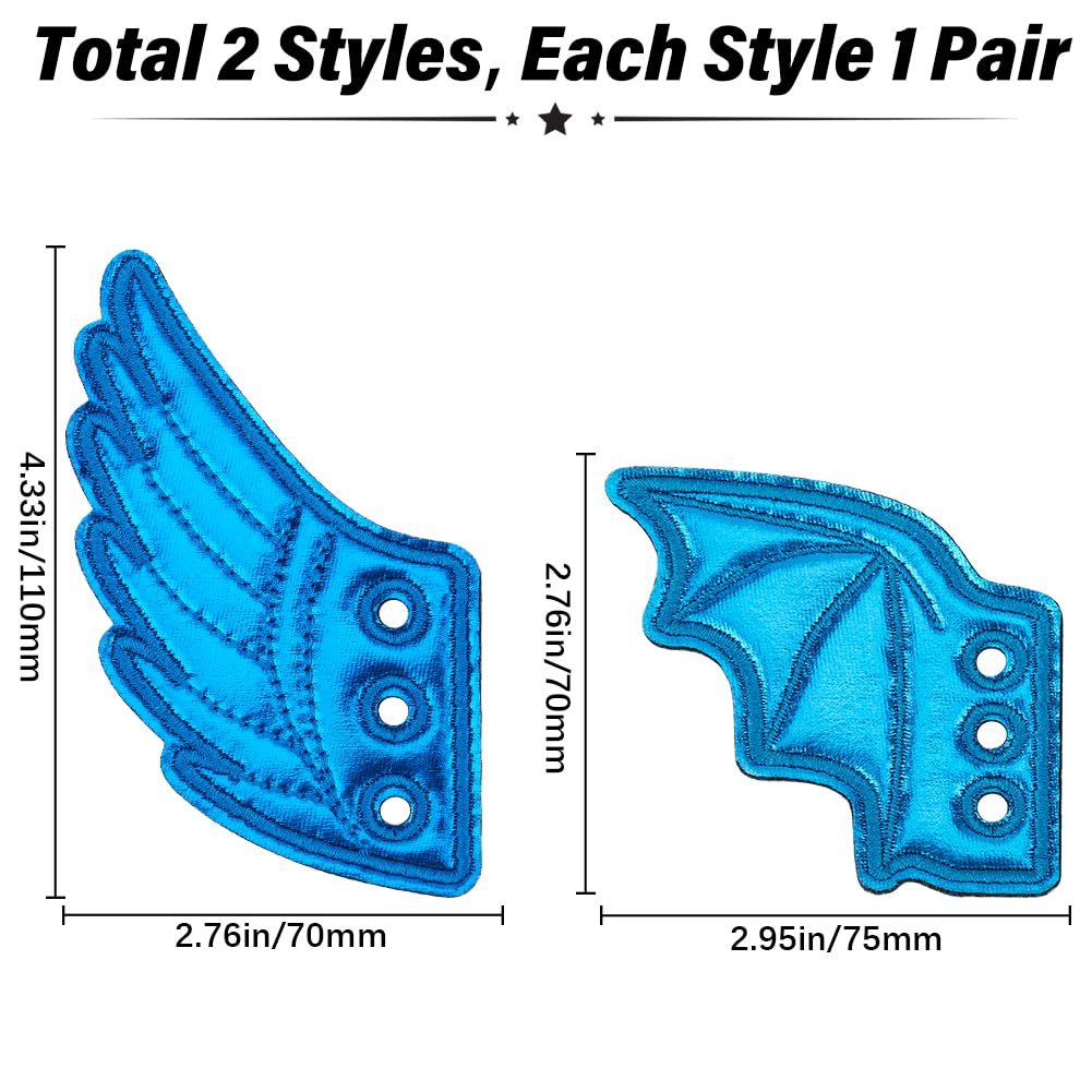 GORGECRAFT 6 Ciondoli Per Scarpe A Forma Di Ali D'Angelo 3 Colori (Rosa, Viola): Decorazione Per Lacci Sneaker E Pattini In Feltro Lucido Con 3 Fori