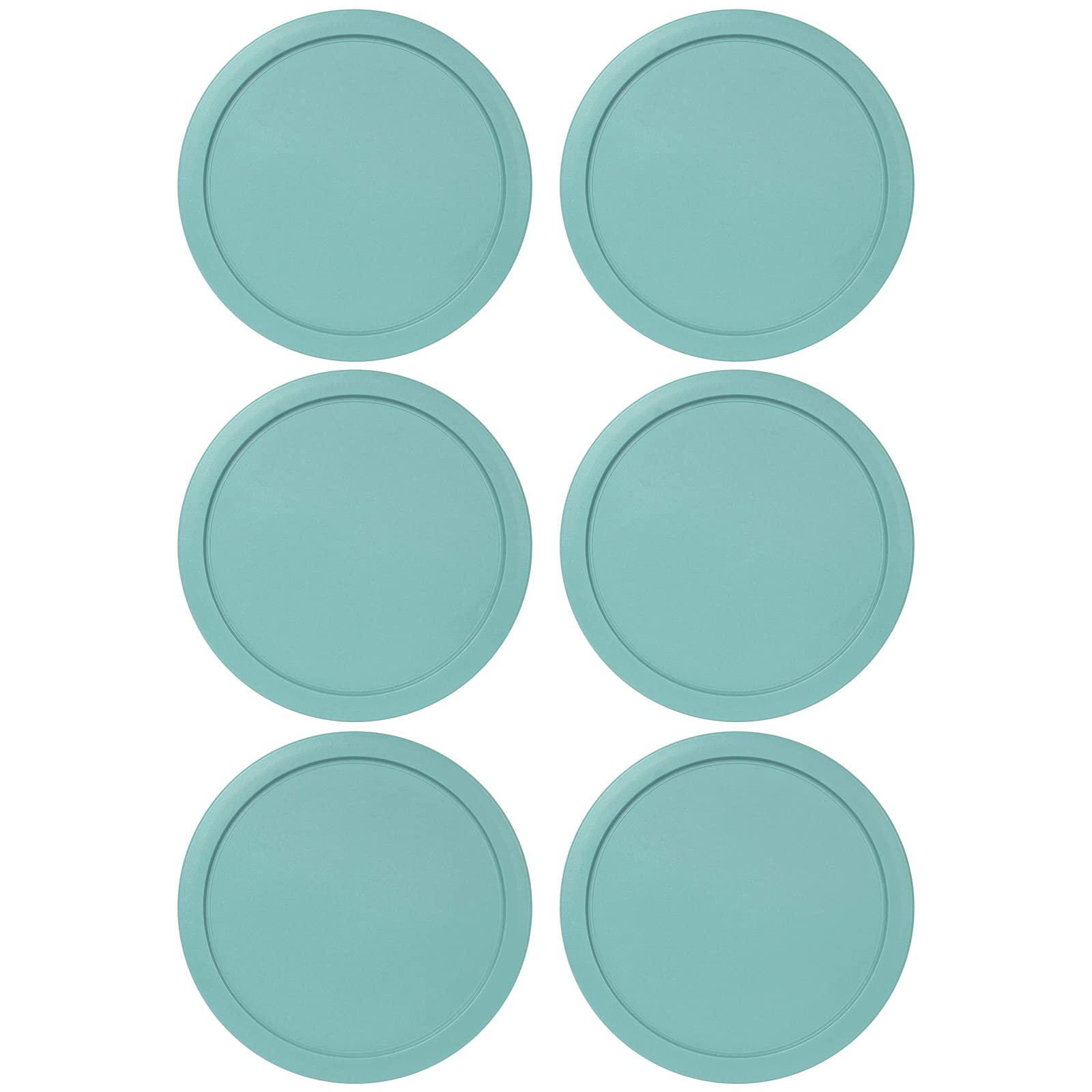 Replacement Lids fits Pyrex 2-Cup Glass Food Storage Container Bowls, 5-Inch Plastic Round Lids Covers for Pyrex 7200-PC, Airtight &amp; Leakproof (6-Pack, Turquoise)