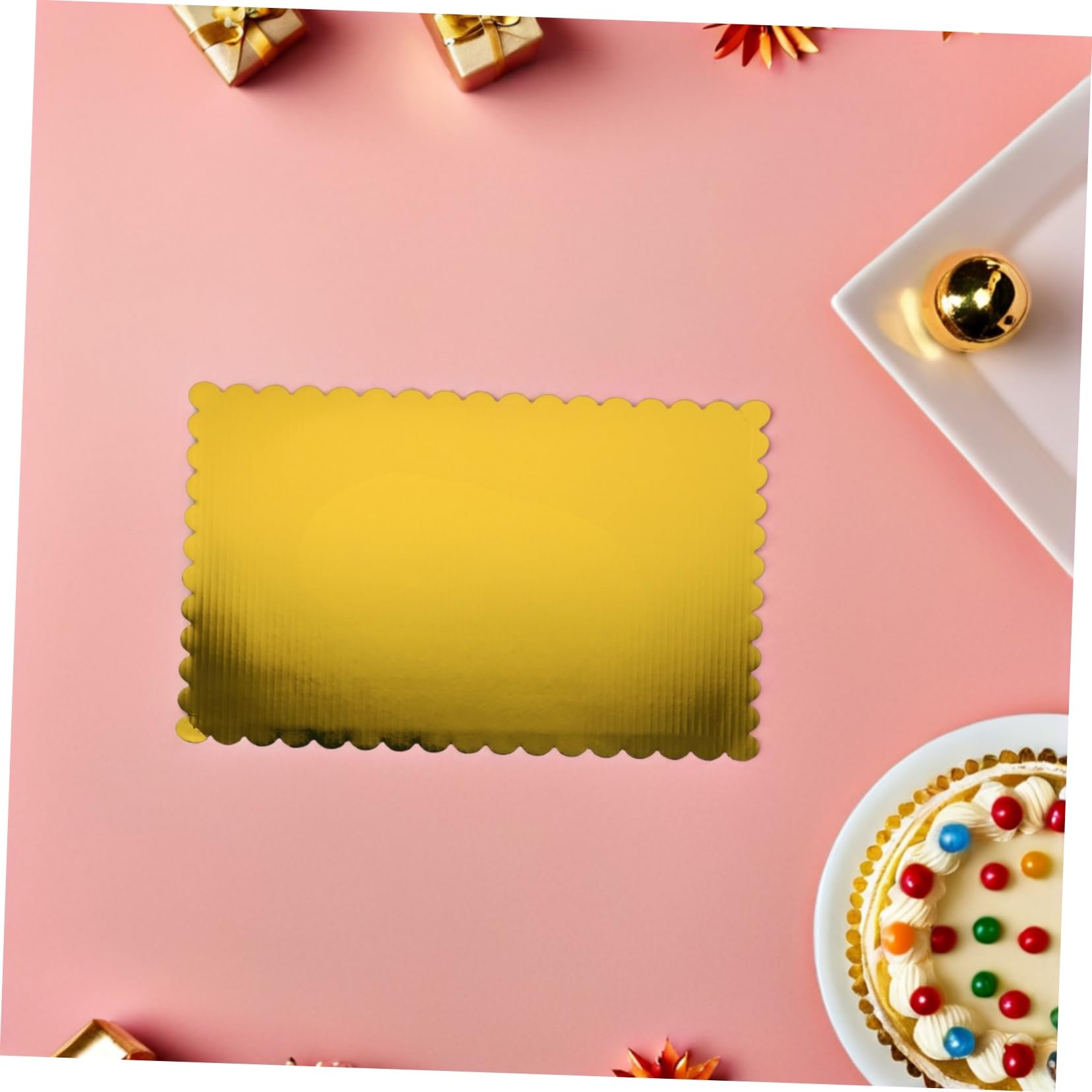 Didiseaon 20pièces Plateau à Gâteau Ondulé Carton Plateau De Présentation Rectangulaire pour Pâtisserie Et Fête Lot