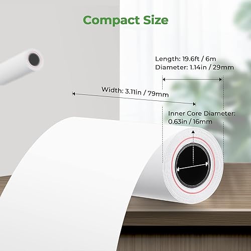 Miniatura 2 de MUNBYN Papel térmico para recibos de 3 18 x 19.6 pies, 50 rollos de papel de recibo para Star Micronics TSP100 TSP143 Epson de 3.150in, registro