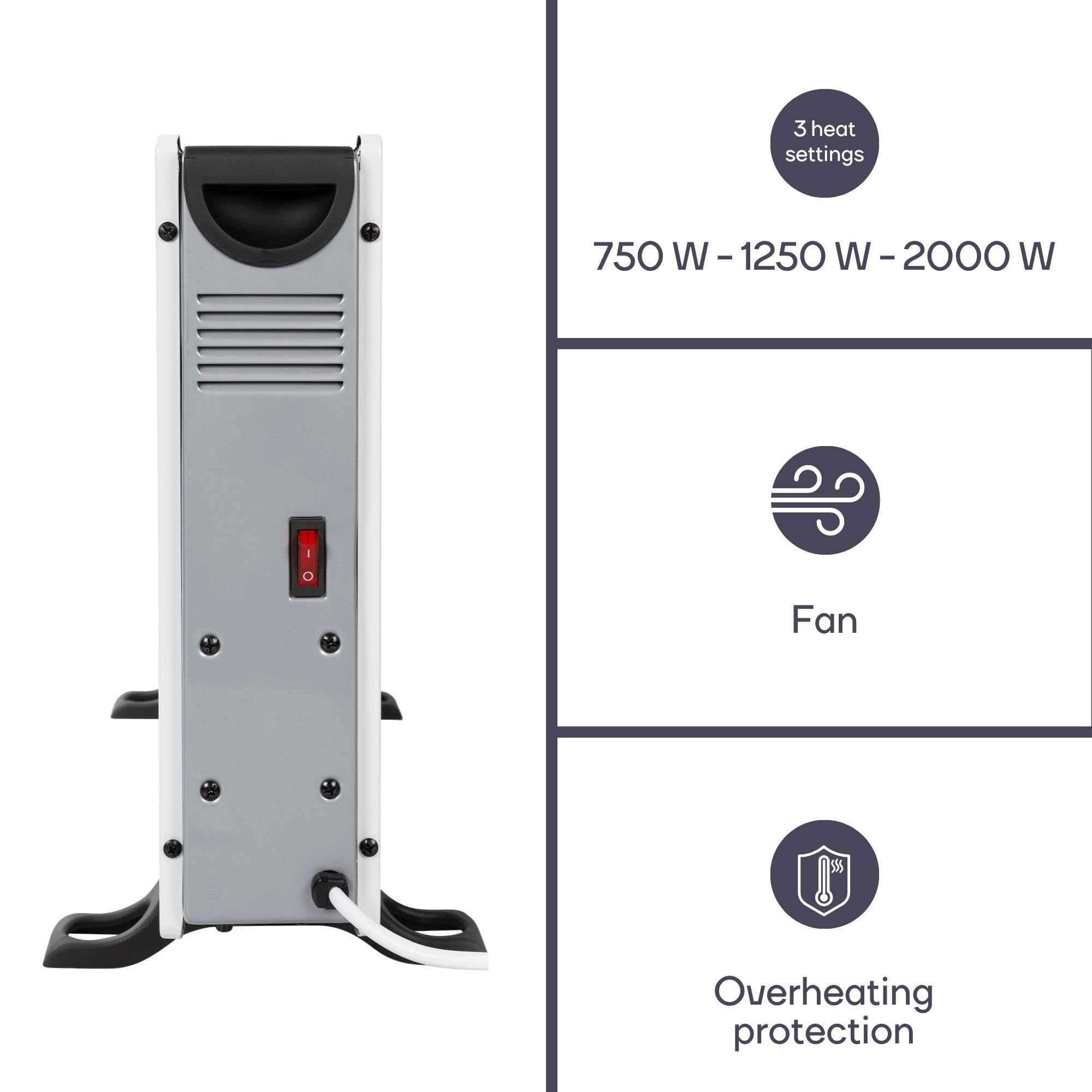 Perel Calefactor convector inteligente 2000W con 3 niveles de calor, termostato, IP20, protección contra sobrecalentamiento, portátil con mando a distancia y control Tuya app, para habitaciones hasta