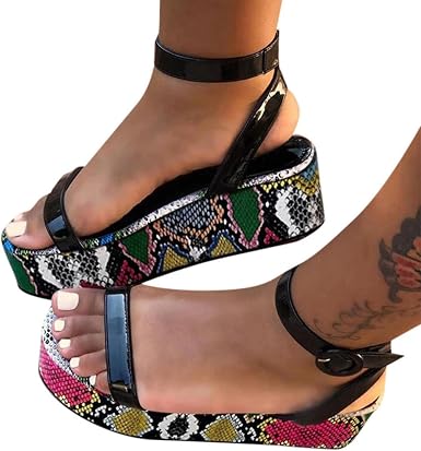 Amazon.com: AODONG Sandalias casuales para mujer, sandalias de cuña con plataforma  estampada para mujer, sandalias de verano con puntera abierta, correa para  el tobillo, zapatos casuales de playa : Ropa, Zapatos y