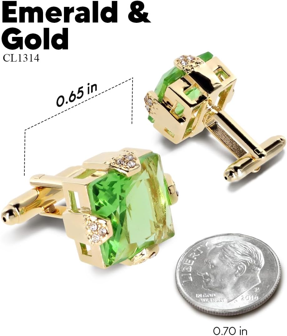 Princess Cut Color Stone Cuff Links