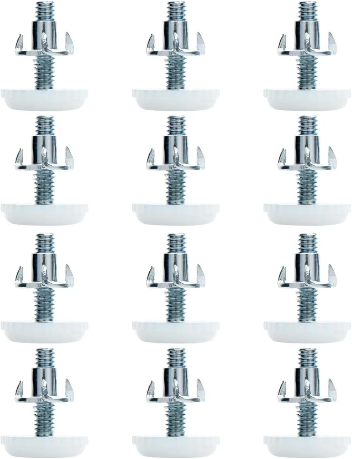 Leveling Feet Adjustable Furniture Levelers - 5/16 inch Threaded Shank w/T-Nuts Leg Leveler for Table,Chair and Furniture Legs- Adjusts from 0" to 1" - Pack of 12 (White)