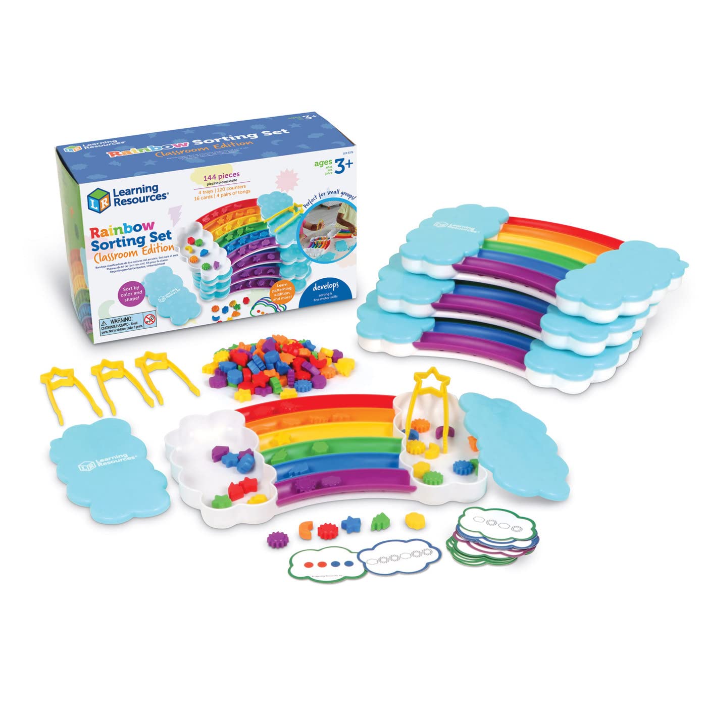 Learning ResourcesRainbow Sorting Set Classroom Edition, 144 Pieces, Ages 3+, fine Motor Skills, Patterning, Baby Toddler Toys, Education Toys, Sensory Tray, Easter Basket Stuffers