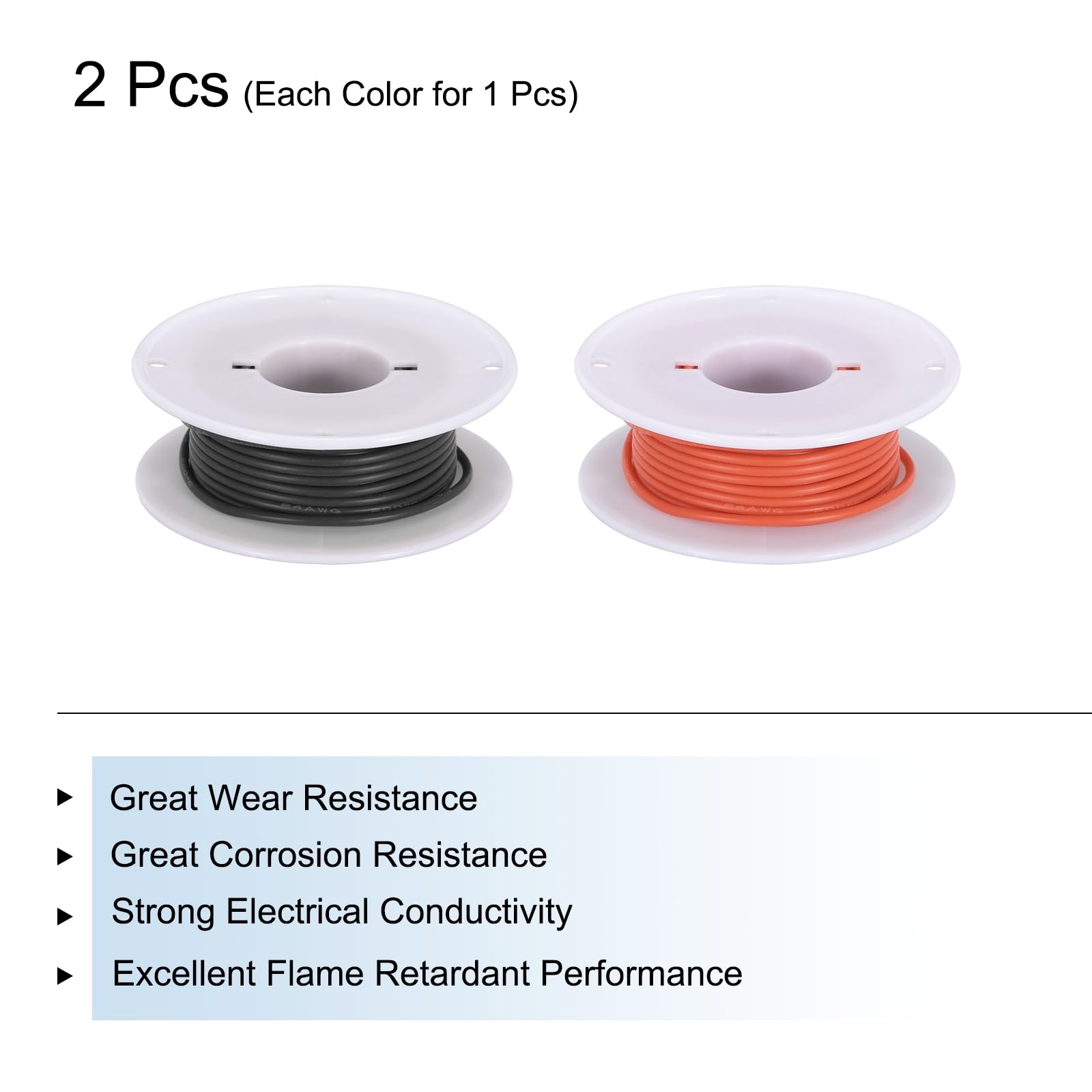 22 Calibre Silicona Cable 22AWG Eléctrico Cable Trenzado Cable Flexible Estañado Cobre Cable Alta Temperatura Conexion Cable Carrete Negro Y Rojo 7 5 M 24 6 Pies 2uds Unique Bargains Cables Electricos