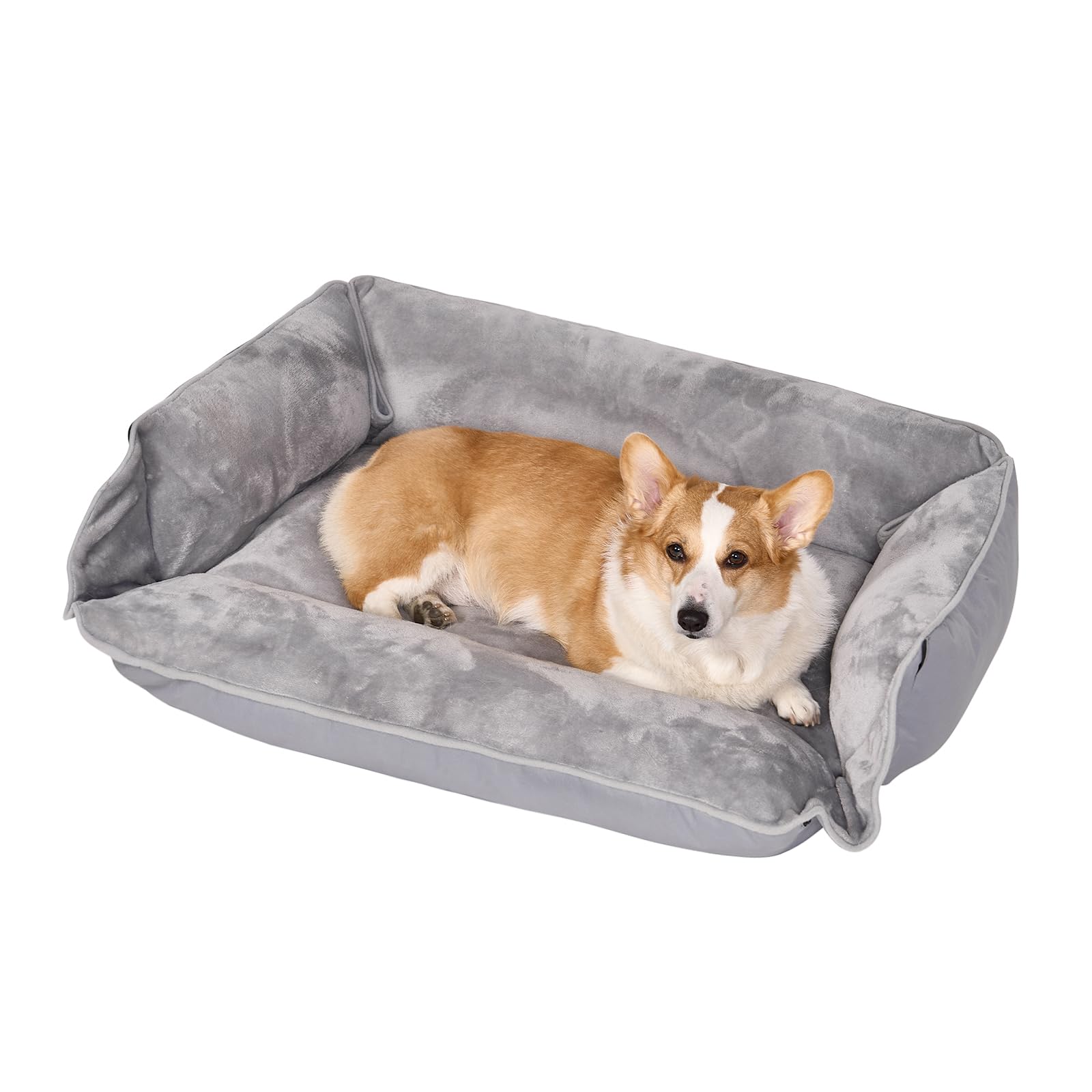 Dogat 4-In-1 Transformable Dog Sofa Bed, Dog and Cat Bed in 4 Shapes with Flannel Surface
