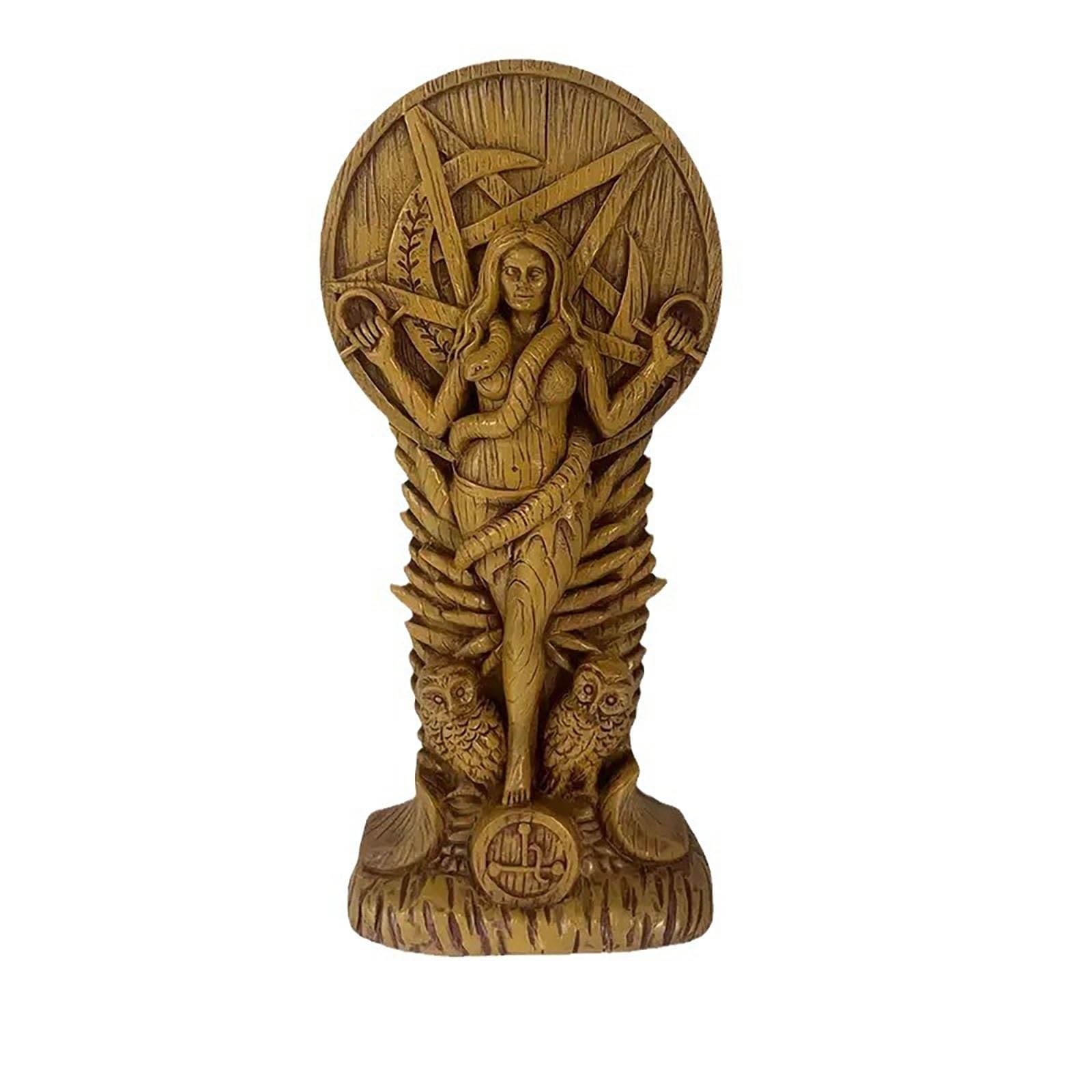 Zryachiy01 Gothic Lilith Goddess Statue，Wiccan Ishtar Inanna Demon Witch Figurine, Dark Altar Decor for Home, Bookshelf, or Desktop