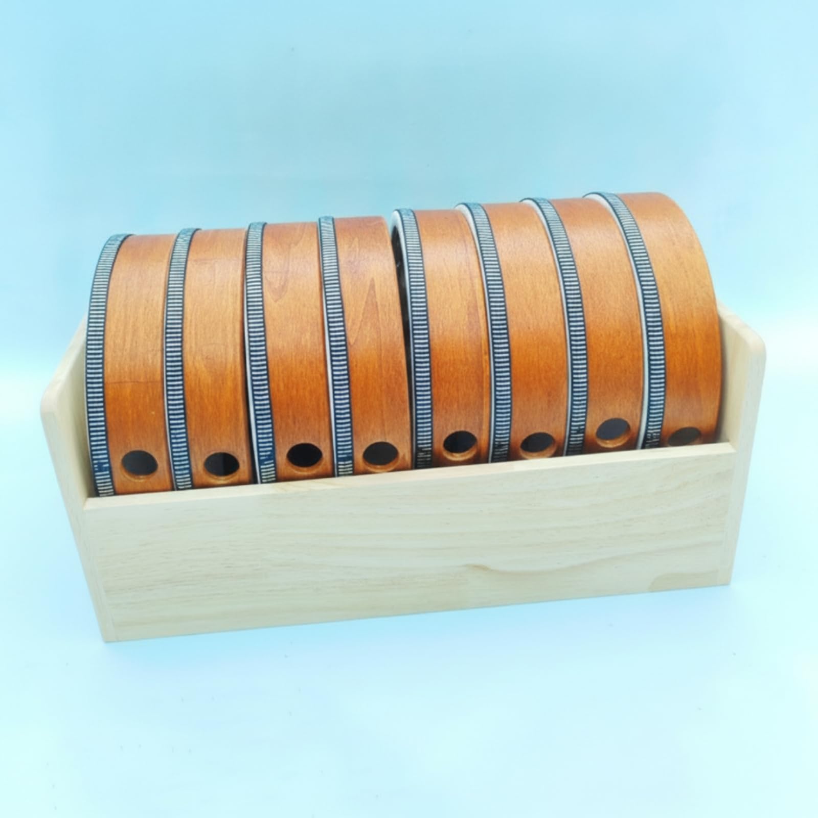 Tamburo con Supporto in Legno Portatile Tamburello Rotondo Didattico Tamburello di Legno per Asilo