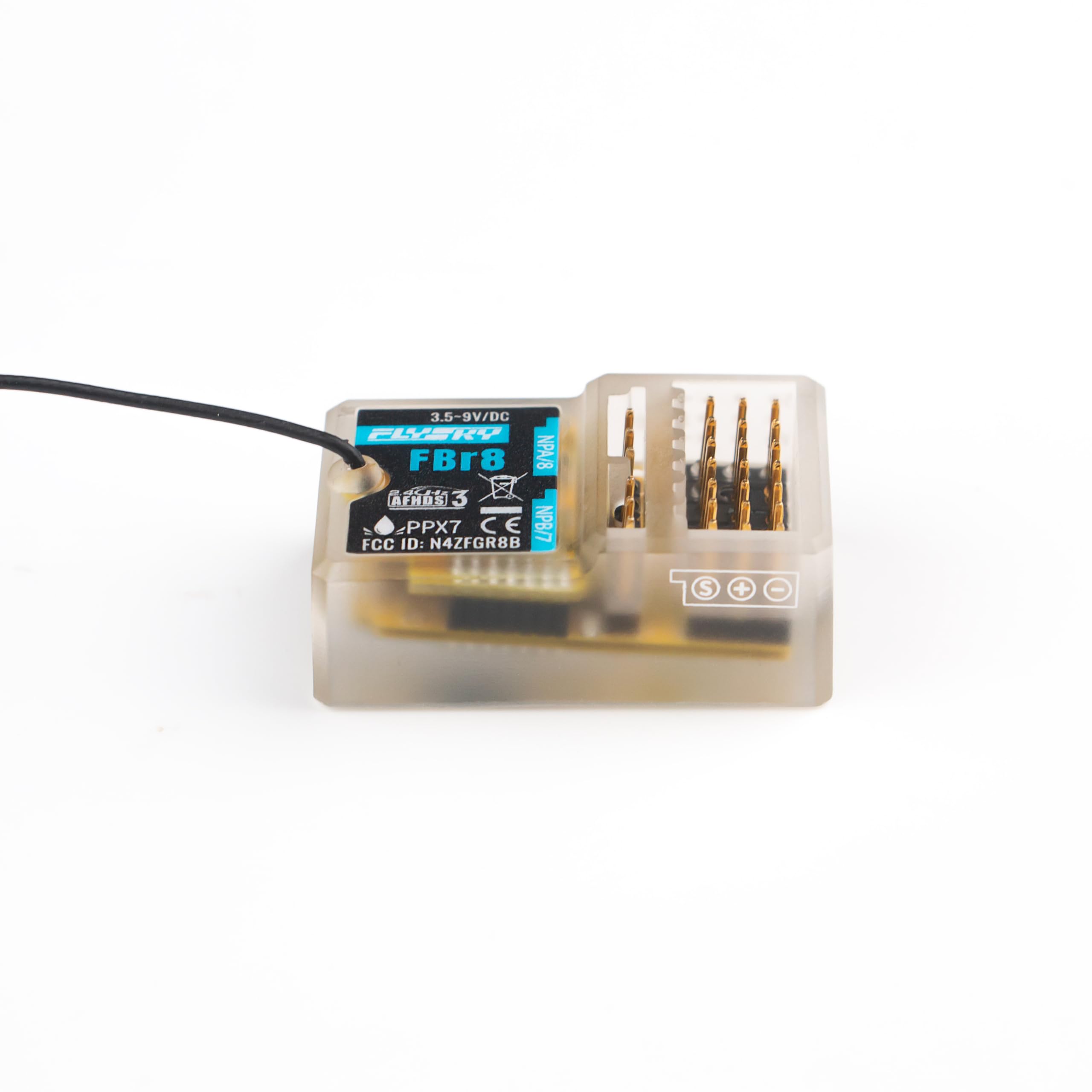 Flysky FBr8 8CH AFHDS 3 Waterproof Receiver Input i-BUS2 S.Bus i-Bus PPM Fit for AFHDS 3 Protocol Transmitters RF modules Car Boat (Extended Antenna Version)