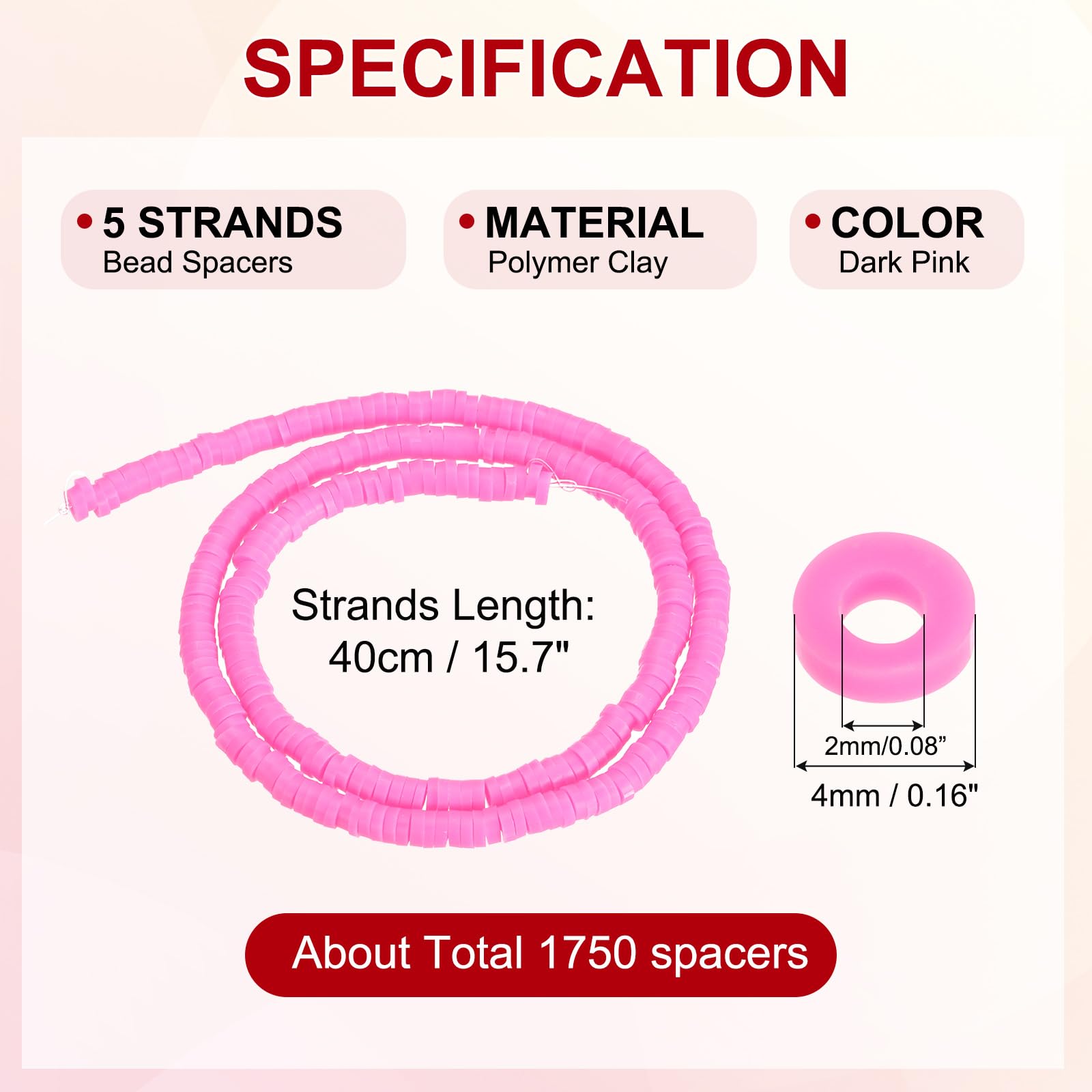 PATIKIL 4mm Polymer Clay Beads Spacer - Image 2